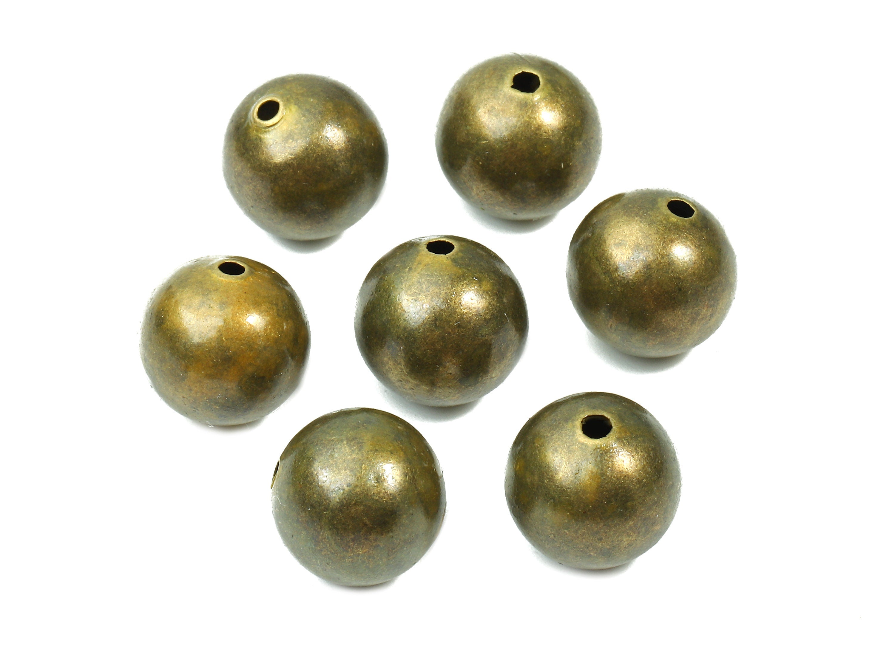 Brass Spacer Ball Beads 12 - Antique Bronze Spacer Ball Beads - Necklace Beads - Earring Finding - Jewelry Supplies - 11.61x12.2mm - PP2820B - DOMEDBAZAAR