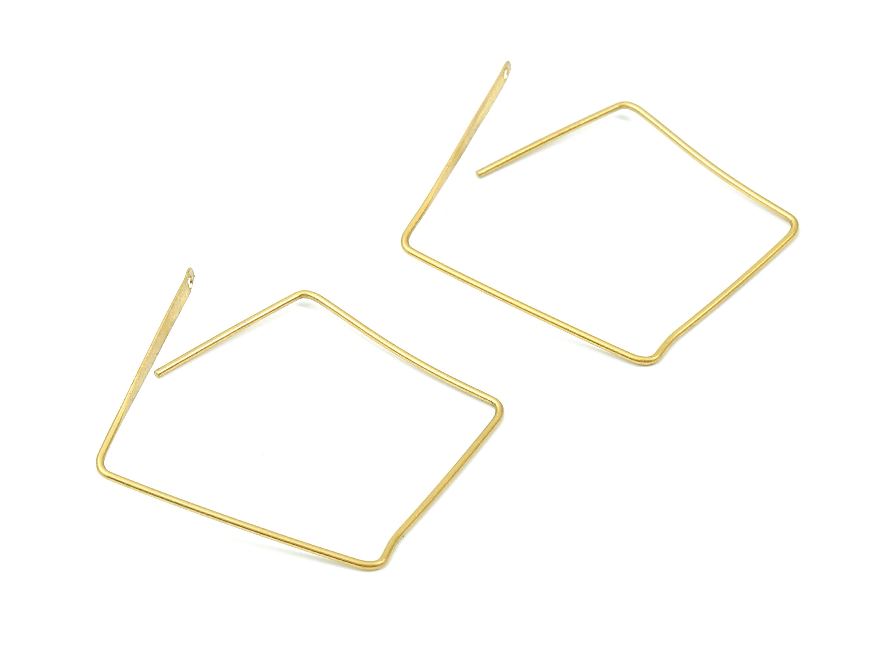 Brass Hammered Earring Wire - Raw Brass Hammered Earring Wires - Brass Earring Findings - Jewelry Supplies - 38.52x36.72x0.81mm - PP2866 - DOMEDBAZAAR