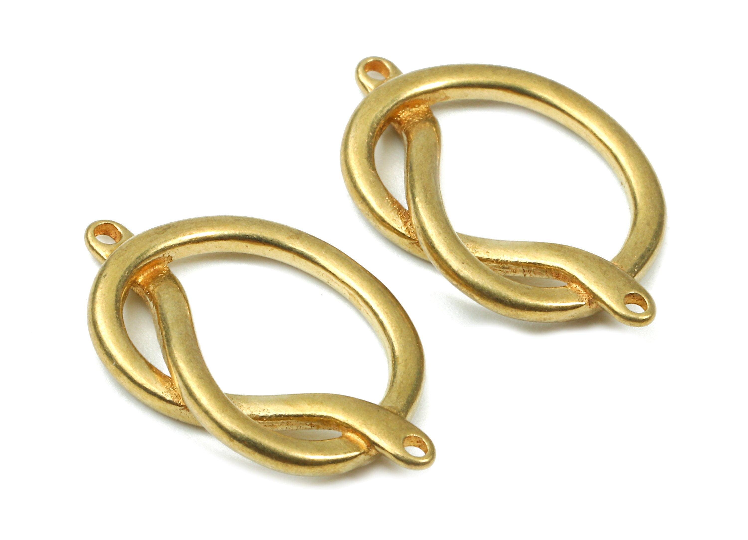 Brass Knot Connectors - Raw Brass Knot Connectors - Brass Knot bracelet and Pendant - 2 Holes - 19.87x13.04x2.88mm - PP2880 - DOMEDBAZAAR