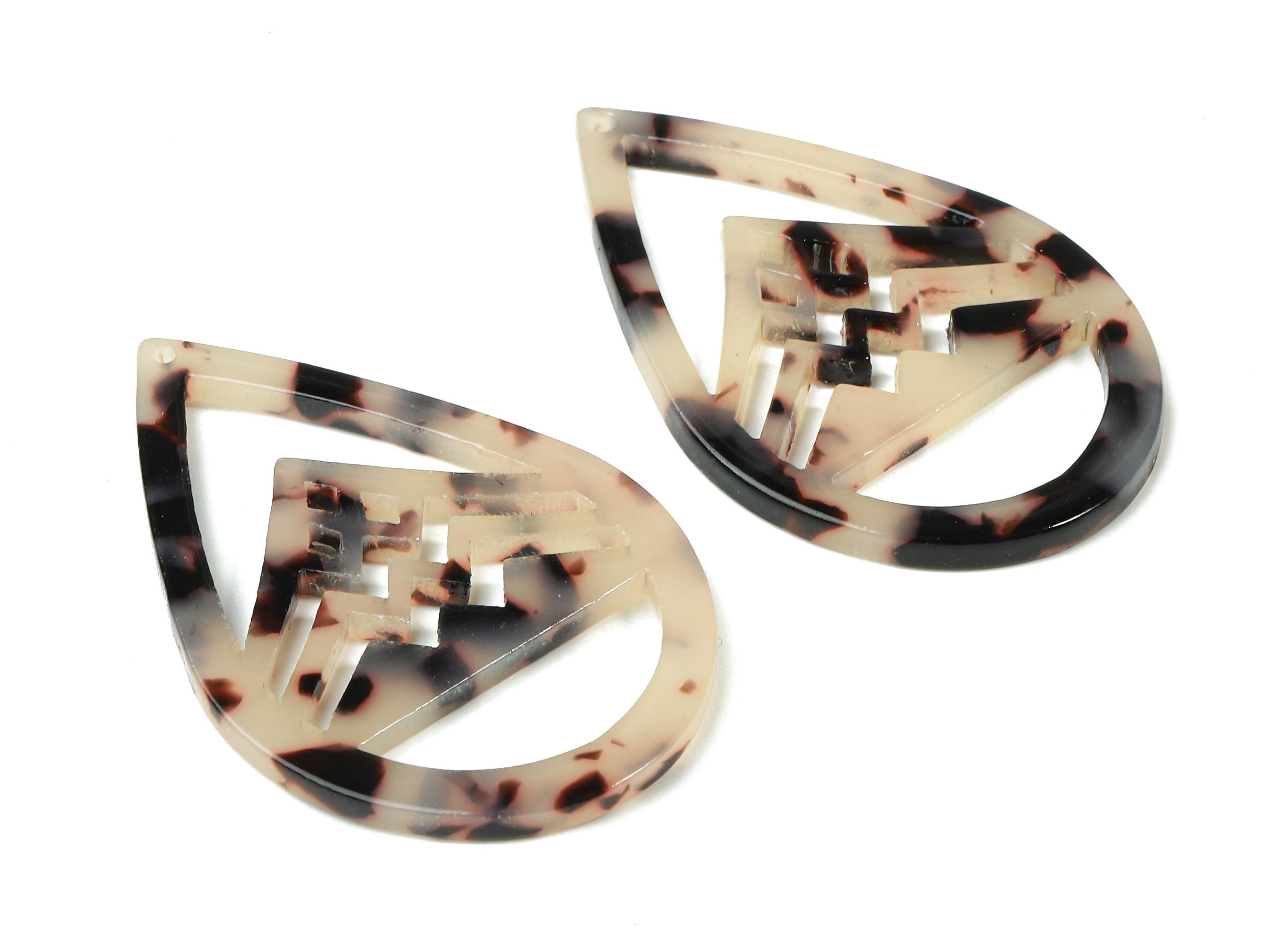 Acetate Drop Charms - Blonde Tortoise Shell Earrings - Drop Earrings and Pendant - Color Code: A07 - 49.08x32.01x2.67mm - AC1712-A07 - DOMEDBAZAAR