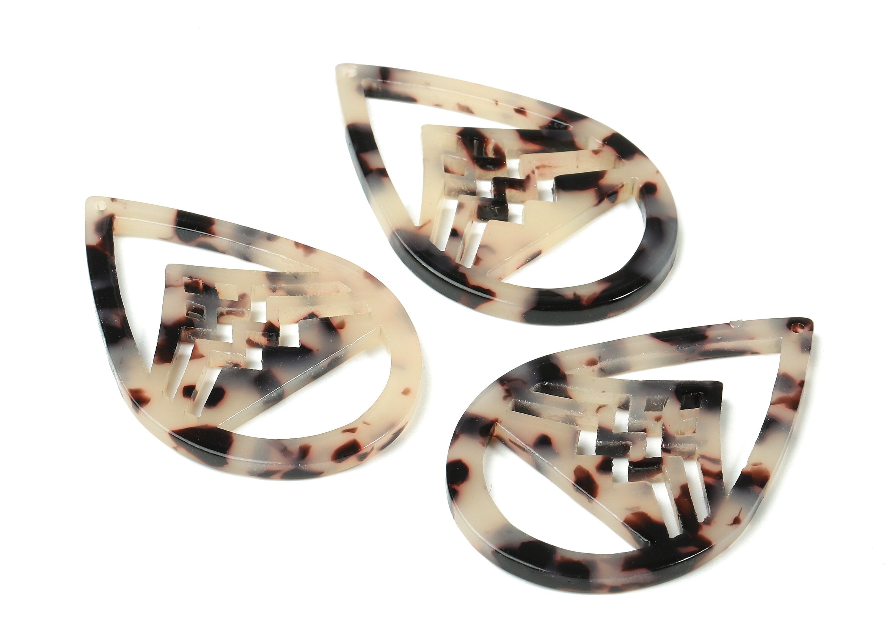 Acetate Drop Charms - Blonde Tortoise Shell Earrings - Drop Earrings and Pendant - Color Code: A07 - 49.08x32.01x2.67mm - AC1712-A07 - DOMEDBAZAAR