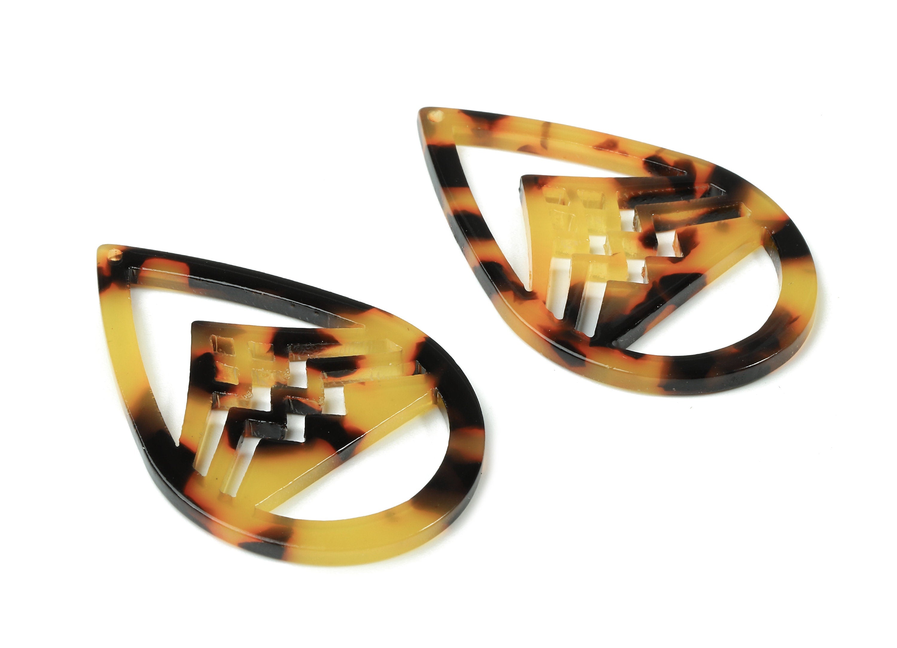 Acetate Drop Charms - Tortoise Shell Earrings - Drop Pendant - Jewelry Making Supplies - Color Code: A01 - 49.08x32.01x2.67mm - AC1712-A01 - DOMEDBAZAAR