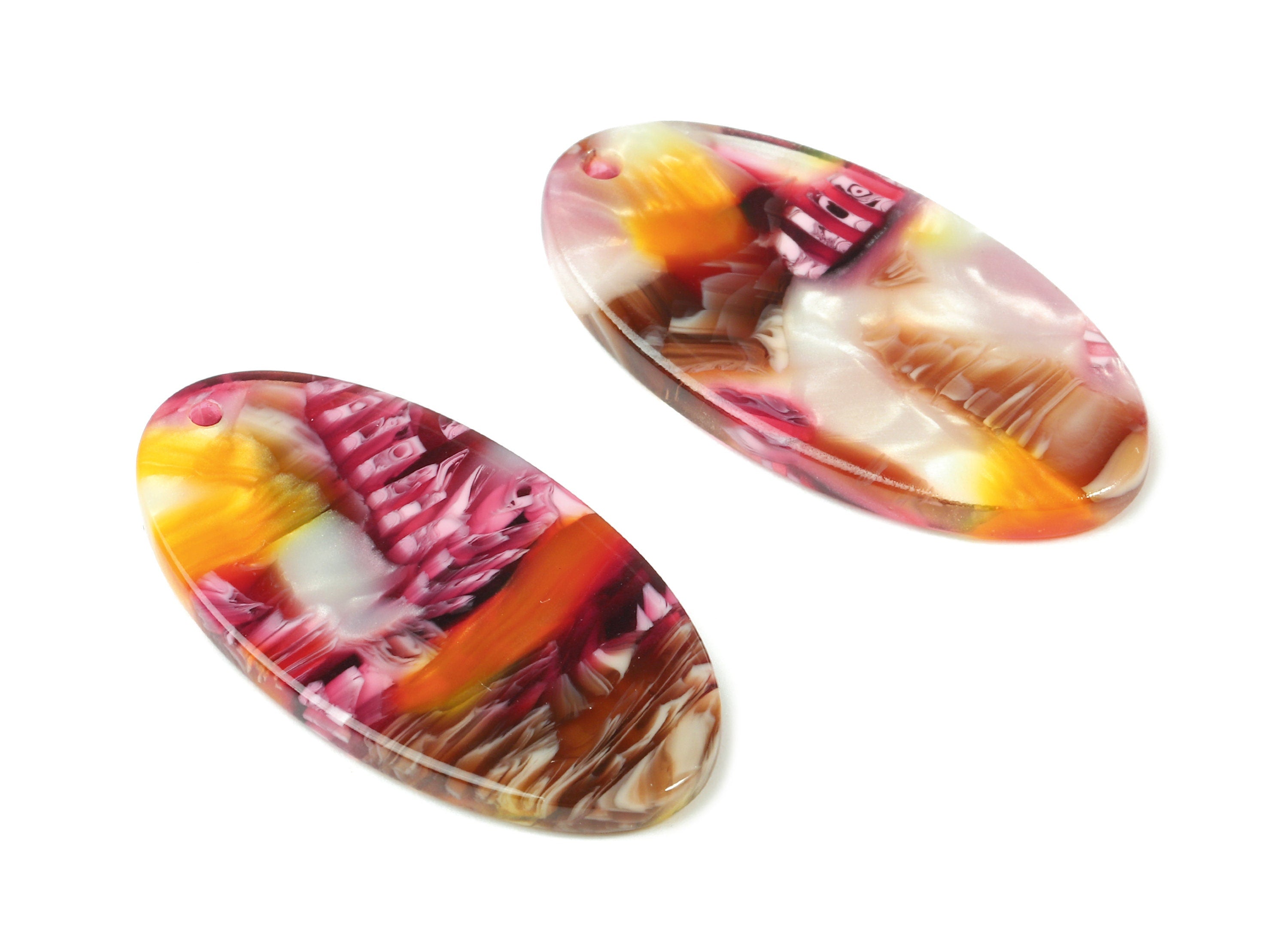 Acetate Oval Charms - Oval Earrings and Pendant - Earring Findings - Jewelry Supplies - Color Code: A373 - 34.18x18.35x2.6mm - AC1653-A373 - DOMEDBAZAAR