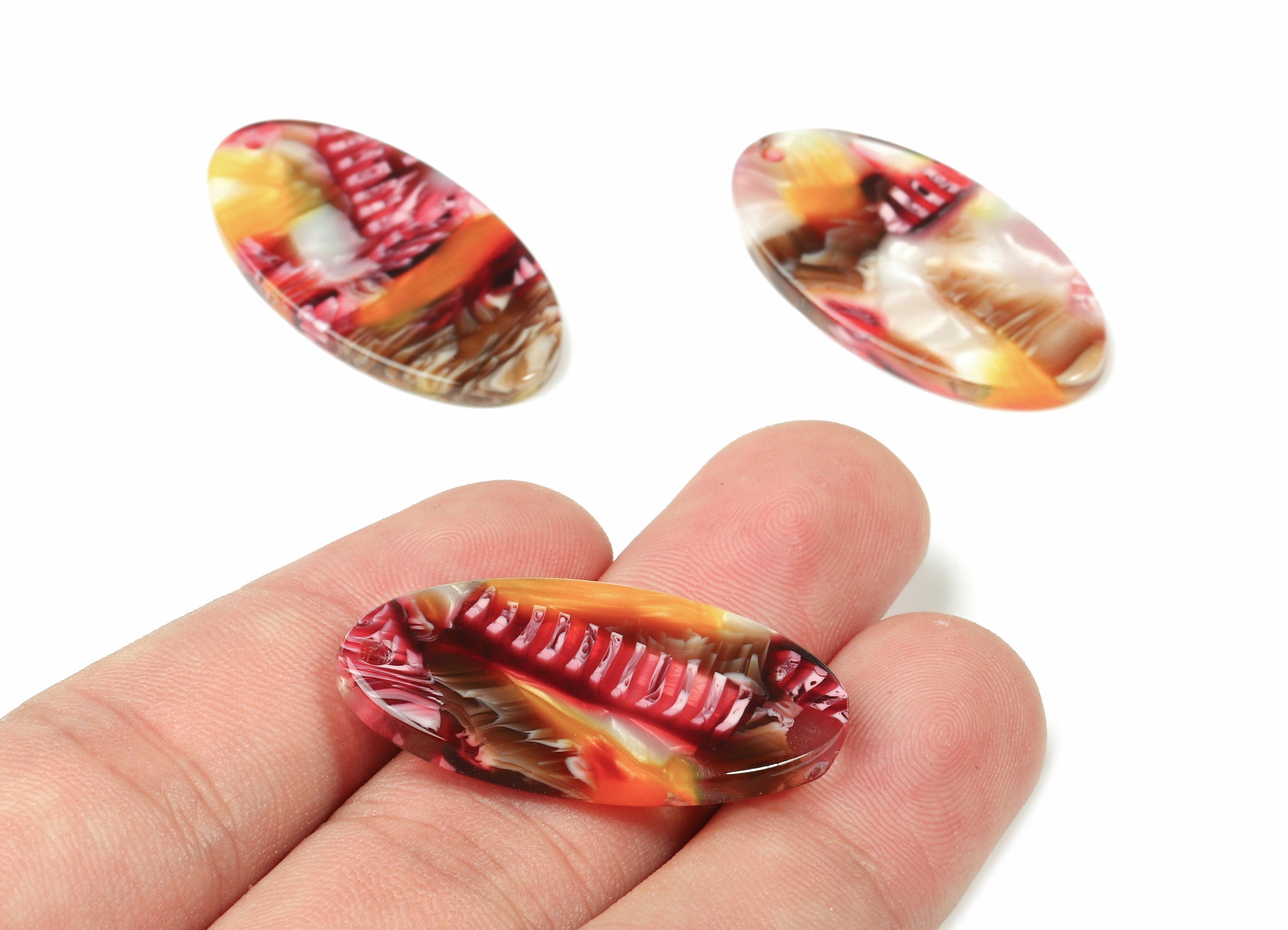 Acetate Oval Charms - Oval Earrings and Pendant - Earring Findings - Jewelry Supplies - Color Code: A373 - 34.18x18.35x2.6mm - AC1653-A373 - DOMEDBAZAAR