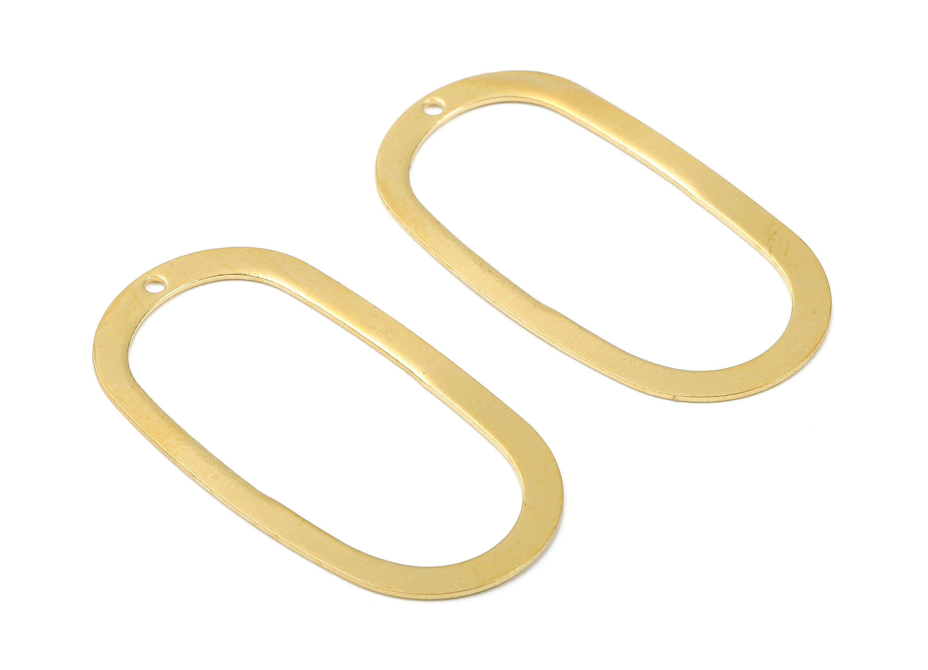 Brass Oval Charms - Raw Brass Oval Earrings and Pendant - Brass Oval Necklace - Jewelry Supplies - 35.12x19.21x0.6mm - PP2809 - DOMEDBAZAAR