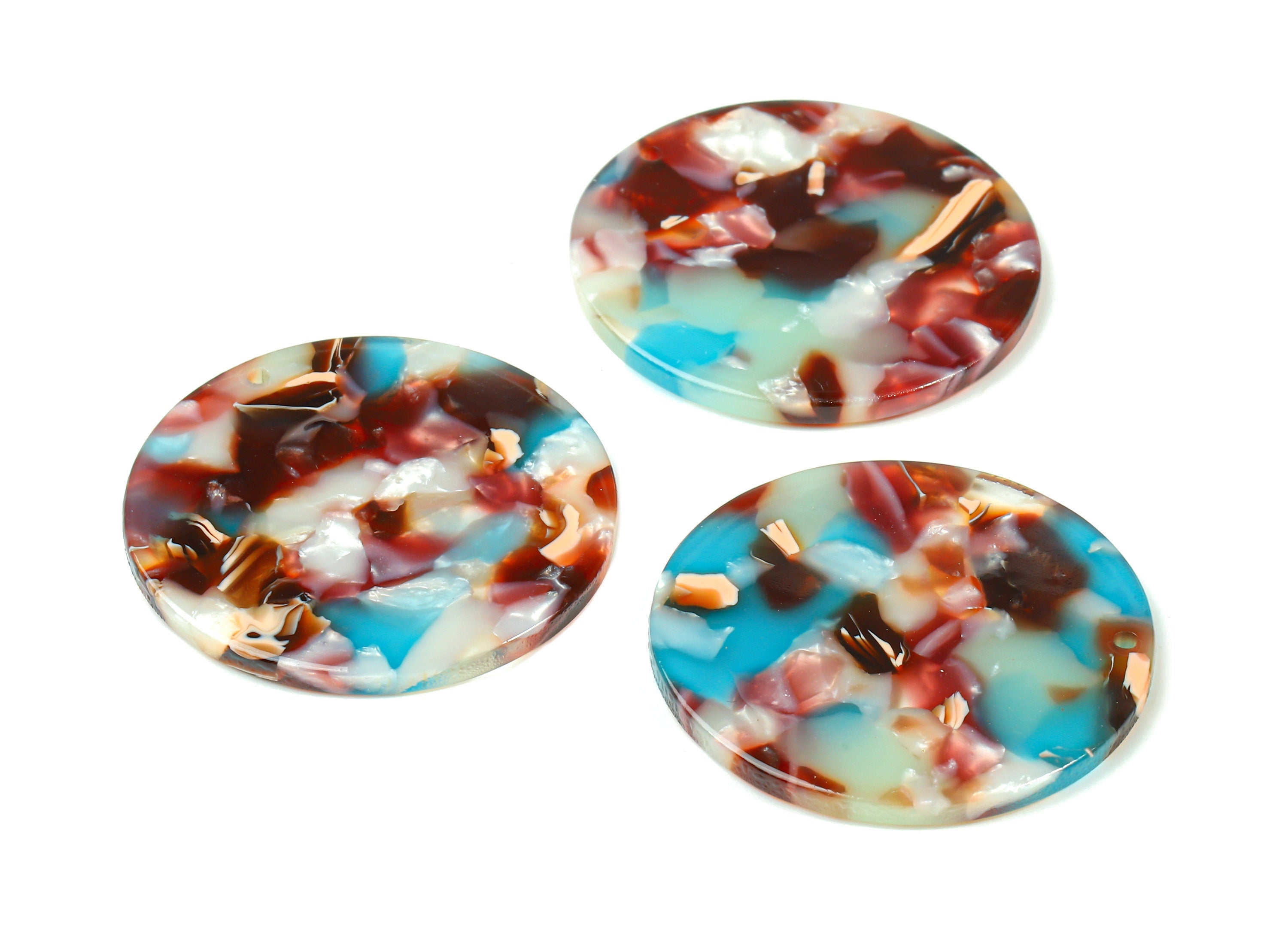 Acetate Round Charms - Coin Earrings and Pendant - Earring Findings - Jewelry Supplys - Color Code: A103 - 34.8x34.8x2.54mm - AC1135-A103 - DOMEDBAZAAR