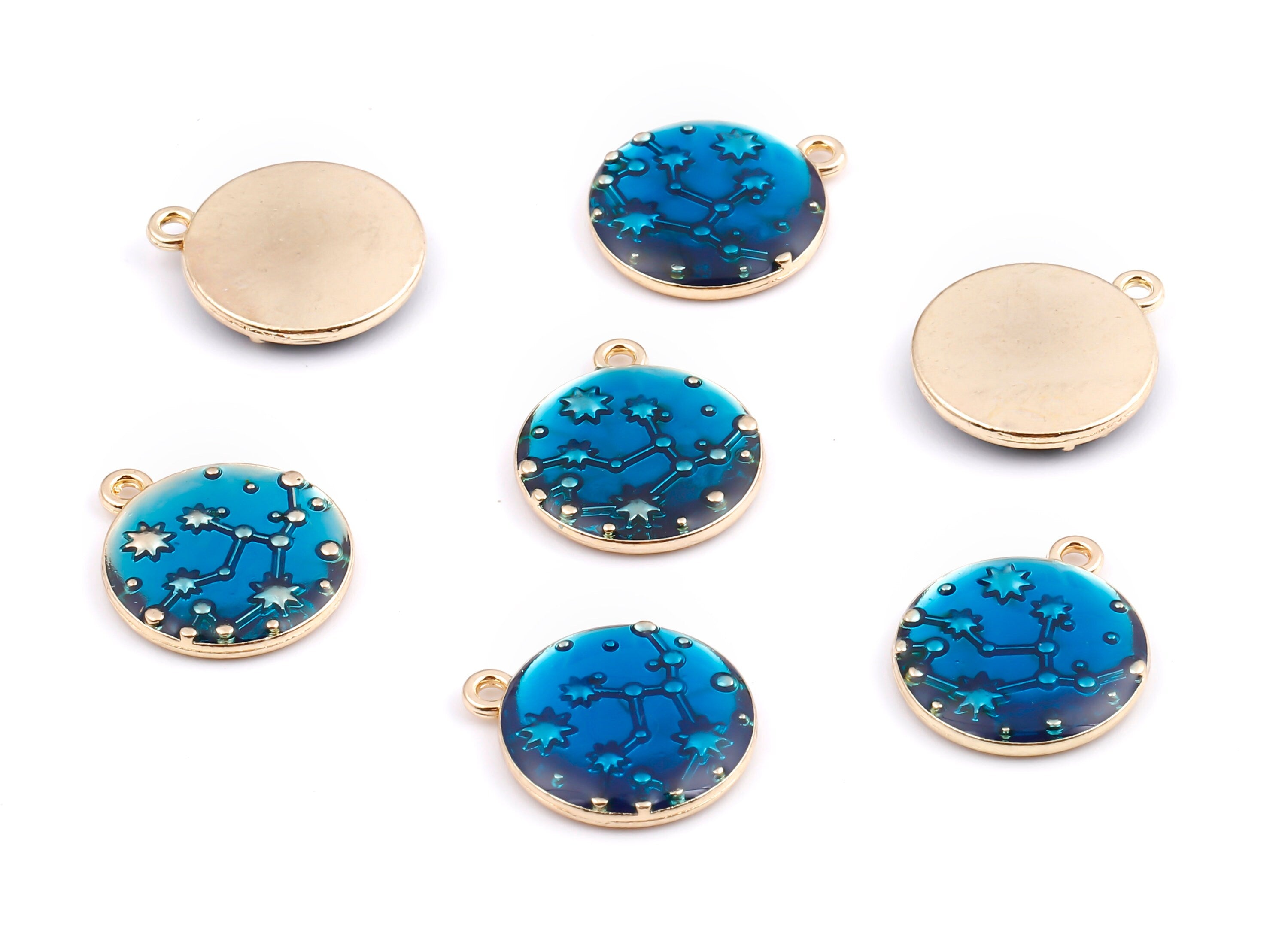Alloy Planet Charms - Zinc Alloy Planet Earrings - Star Enamel P - Gold Tone Plated  - 16.84x14.48x2.2mm - ZZ1414B - DOMEDBAZAAR
