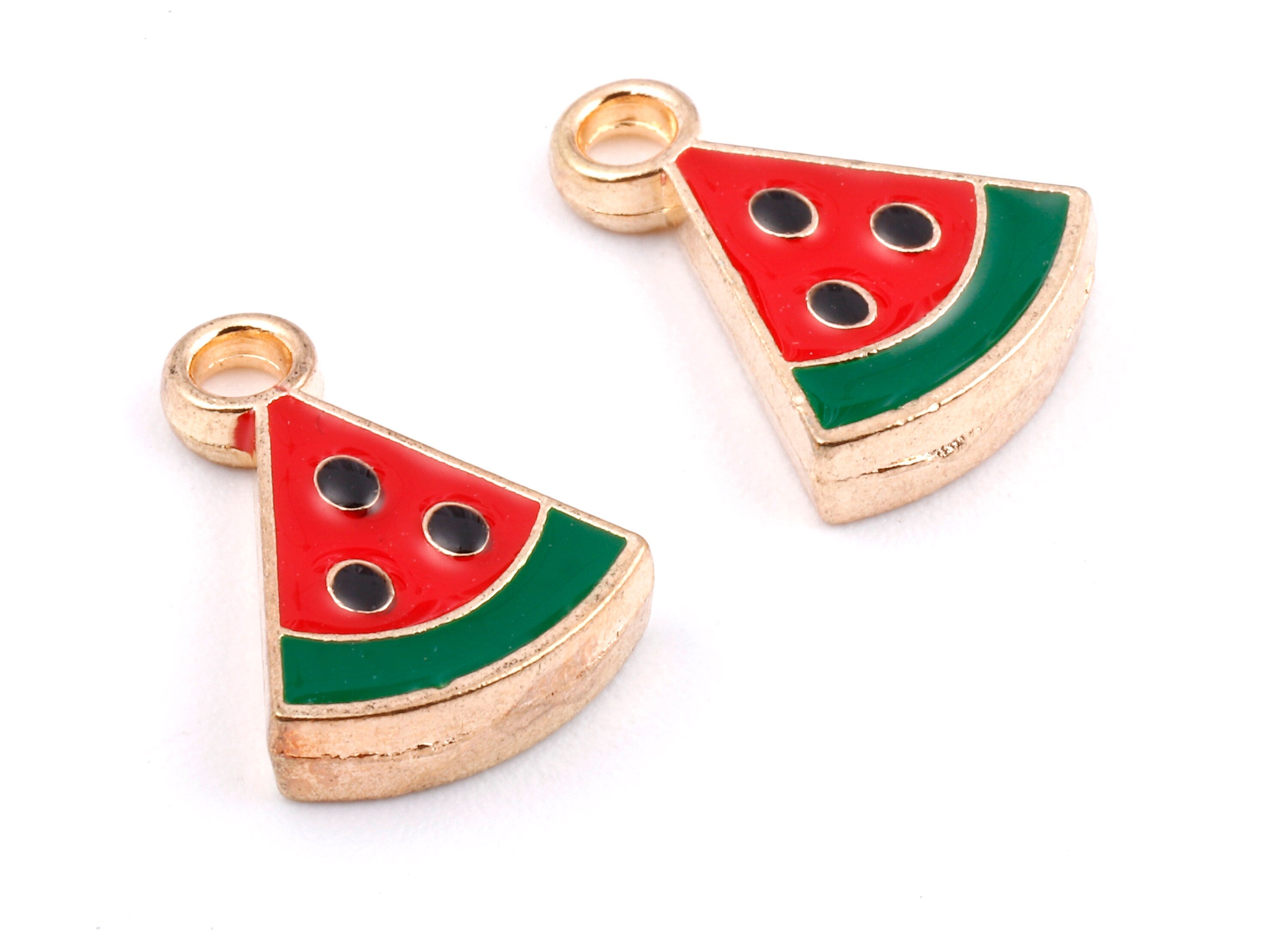 Alloy Watermelon Charms - Zinc Alloy Watermelon Earrings - Watermelon Enamel Pendant - Necklace Pendant - 14.69x10.8x3.21mm - ZZ1406 - DOMEDBAZAAR