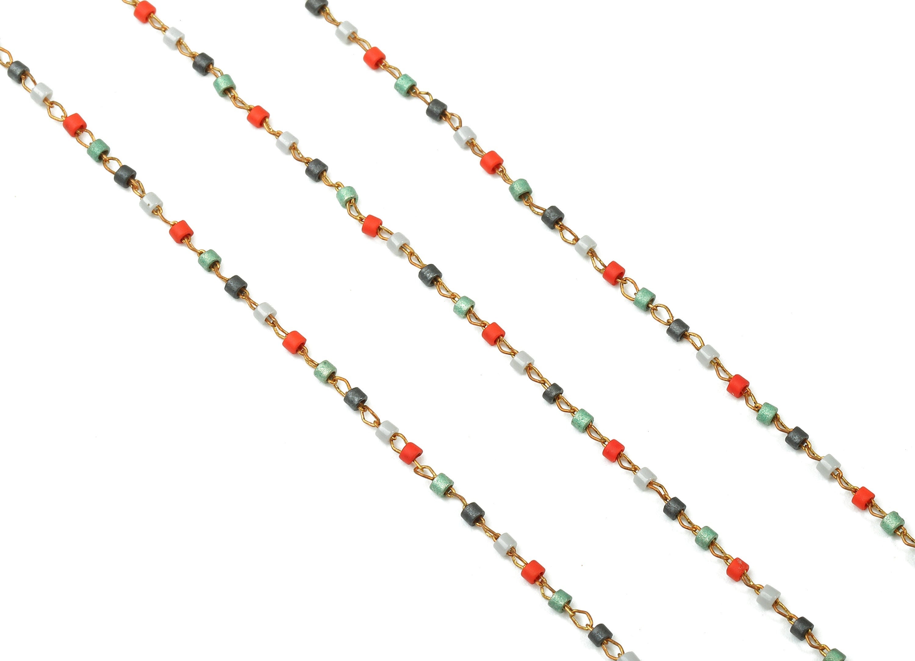 Toho Glass Beaded Chain - Seed Beads Chain - Toho Glass Bead - Stainless Steel - Jewelry Making Chain - 1.63mm x 1.44mm - TH1024 - DOMEDBAZAAR