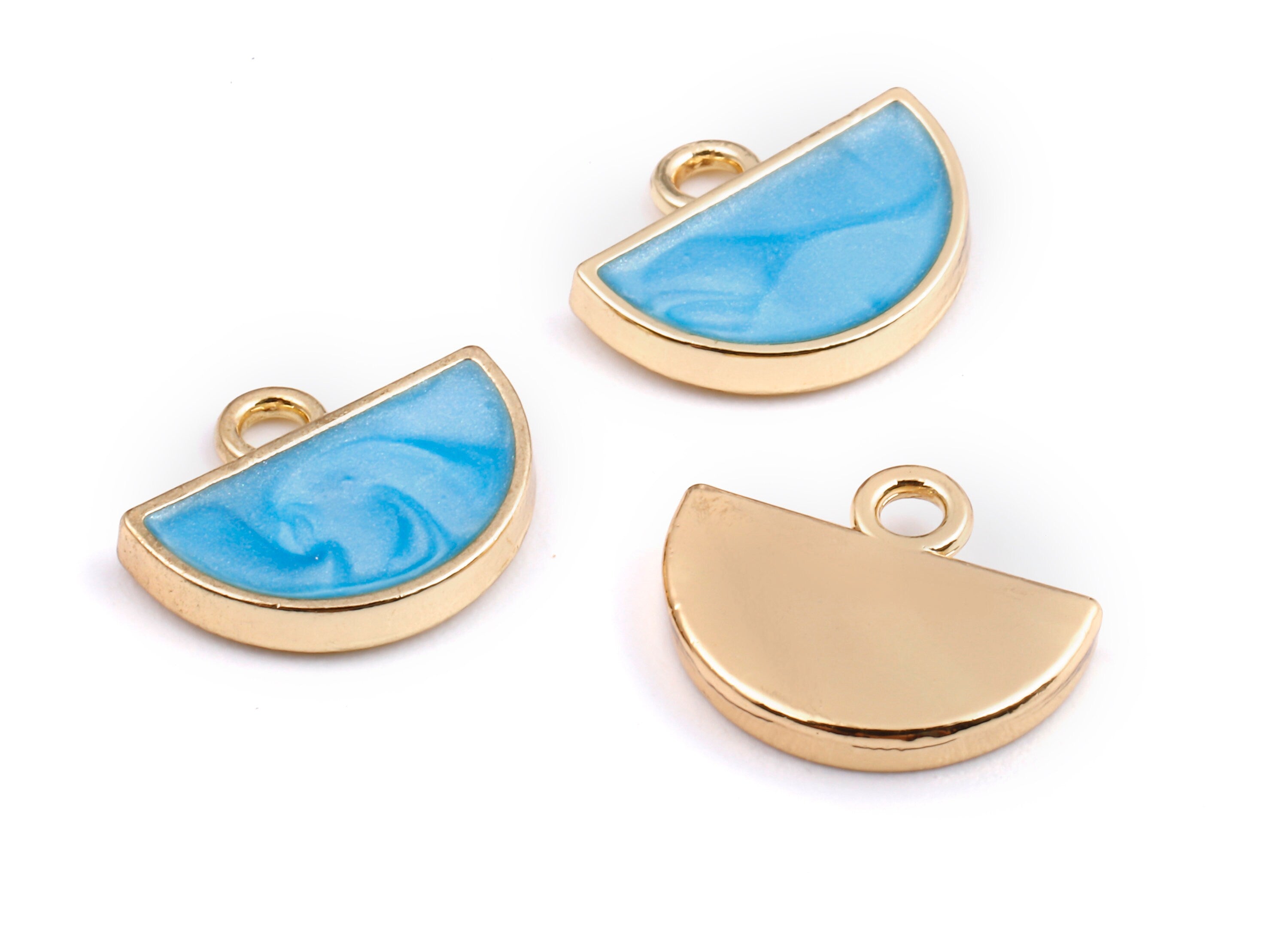 Alloy Half Moon Charms - Zinc Alloy Half Circle Earrings - Half Moon Enamel Pendant - Necklace Pendant - 13.73x11.16x2.08mm - ZZ1389 - DOMEDBAZAAR