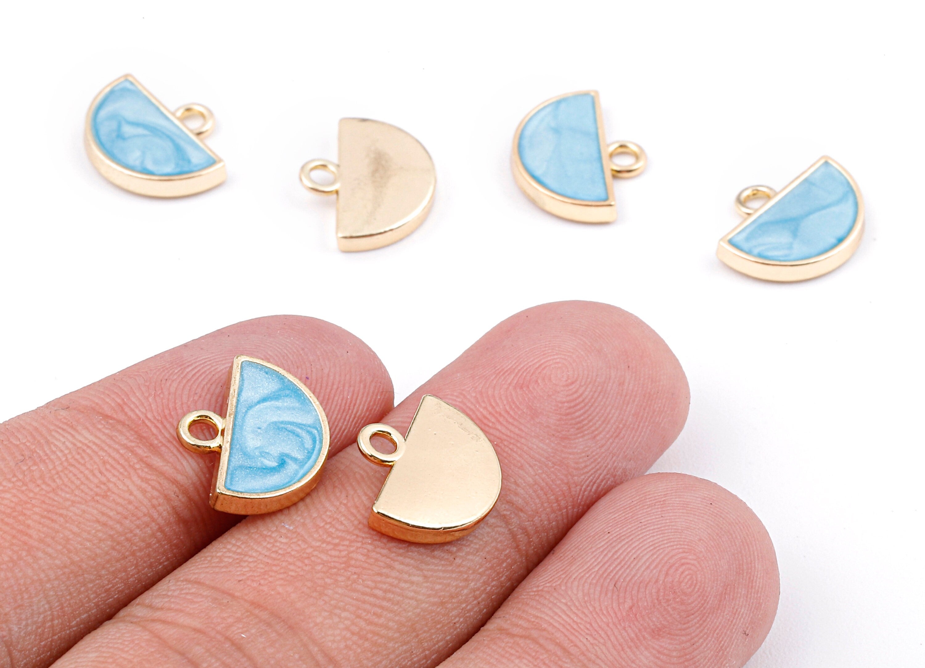 Alloy Half Moon Charms - Zinc Alloy Half Circle Earrings - Half Moon Enamel Pendant - Necklace Pendant - 13.73x11.16x2.08mm - ZZ1389 - DOMEDBAZAAR