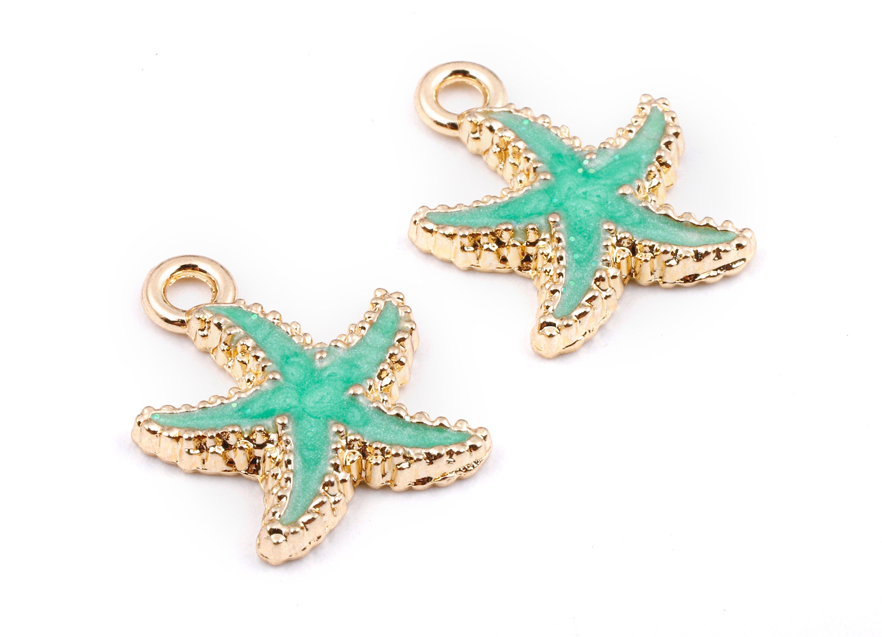 Alloy Starfish Charms - Zinc Alloy Starfish Earrings - Starfish Enamel Pendant - Necklace Pendant - 18.22x14.91x1.78mm - ZZ1410B - DOMEDBAZAAR