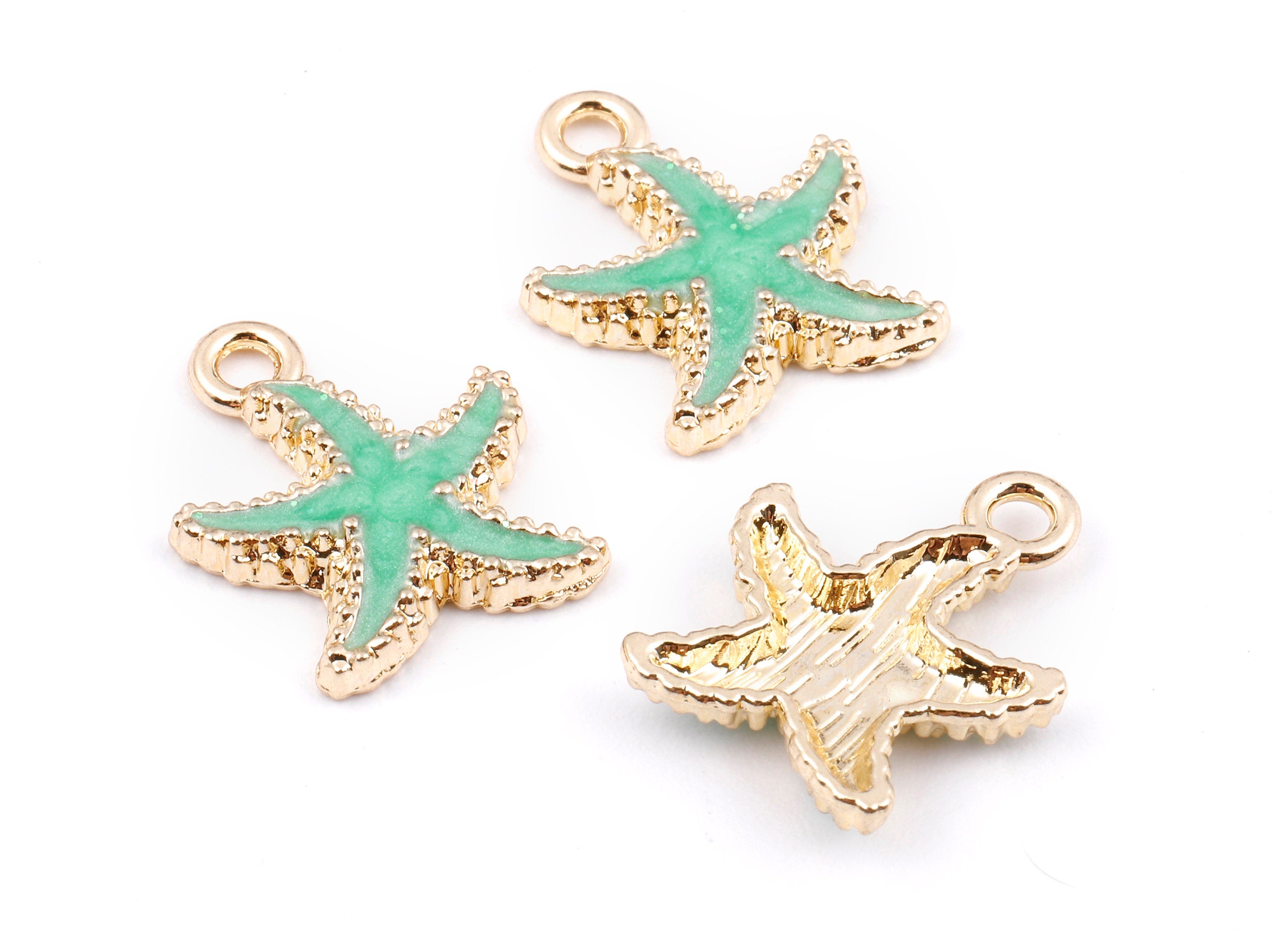 Alloy Starfish Charms - Zinc Alloy Starfish Earrings - Starfish Enamel Pendant - Necklace Pendant - 18.22x14.91x1.78mm - ZZ1410B - DOMEDBAZAAR