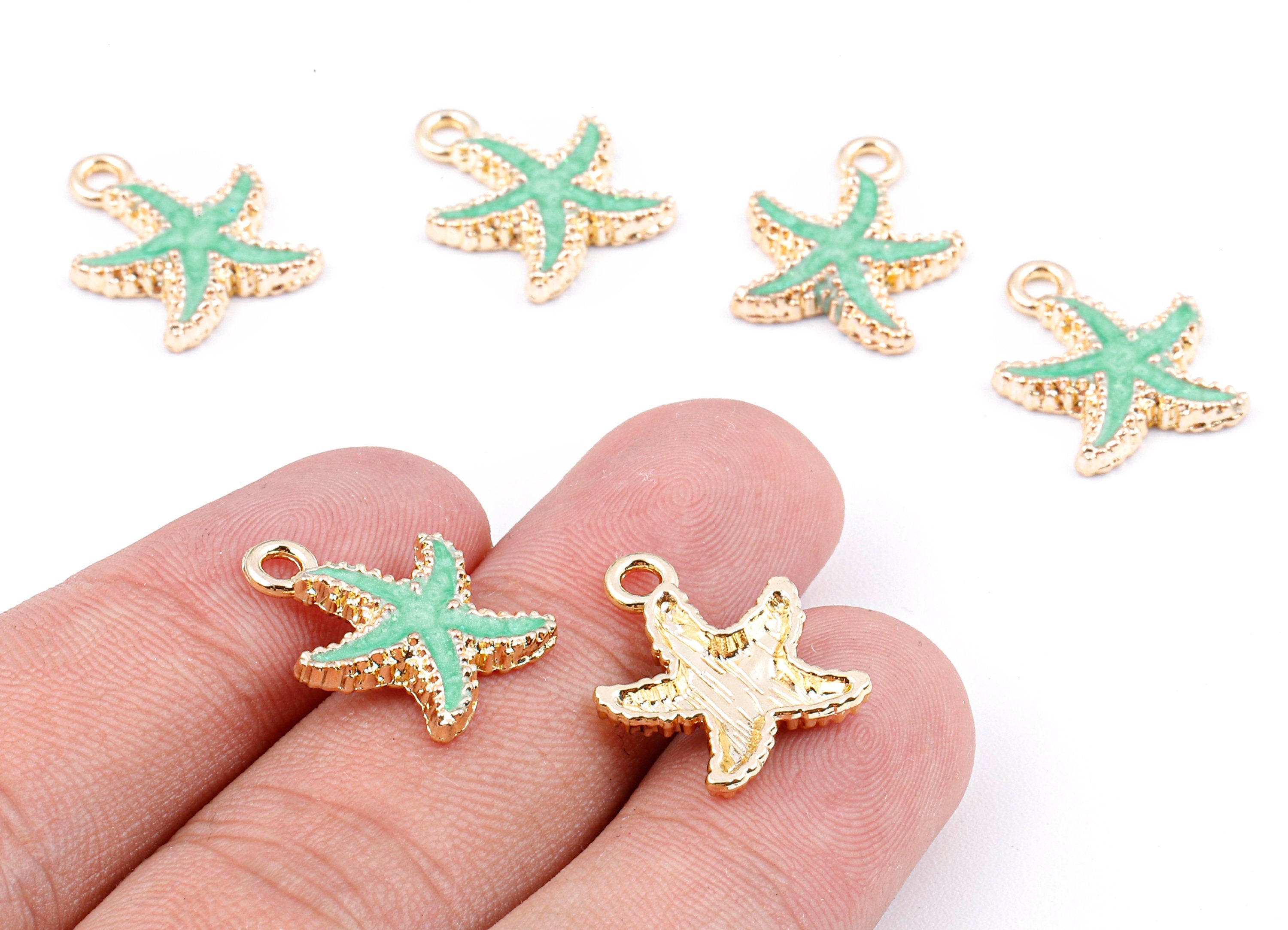 Alloy Starfish Charms - Zinc Alloy Starfish Earrings - Starfish Enamel Pendant - Necklace Pendant - 18.22x14.91x1.78mm - ZZ1410B - DOMEDBAZAAR