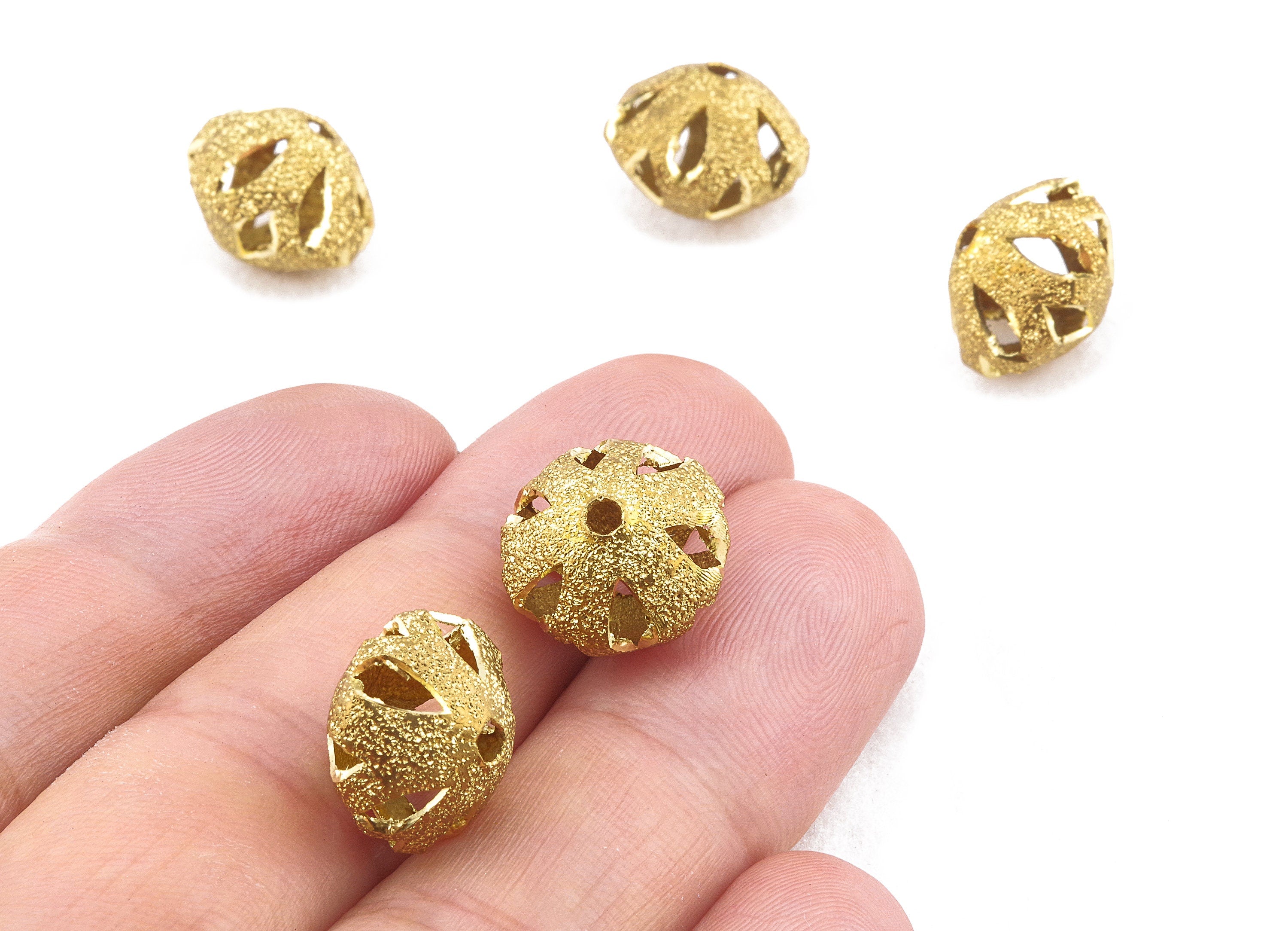 Brass Spacer Ball Beads - Raw Brass Spacer Ball Beads - Necklace Beads - Earring Findings - Jewelry Supplies - 13.94x10.86mm - PP2339 - DOMEDBAZAAR
