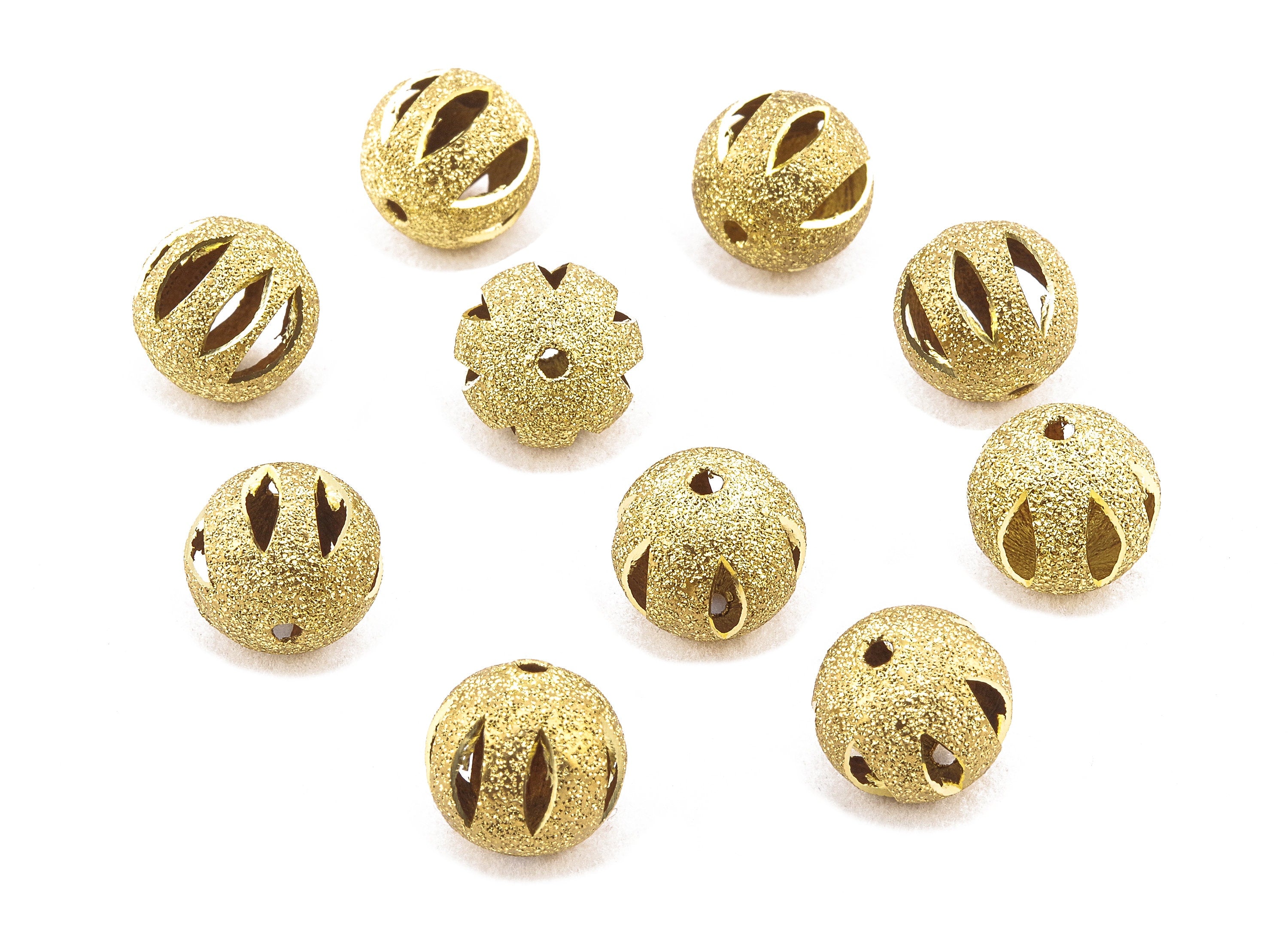 Brass Spacer Ball Beads - Raw Brass Spacer Ball Beads - Necklace Beads - Earring Findings - Jewelry Supplies - 12.09x11.7mm - PP2340 - DOMEDBAZAAR