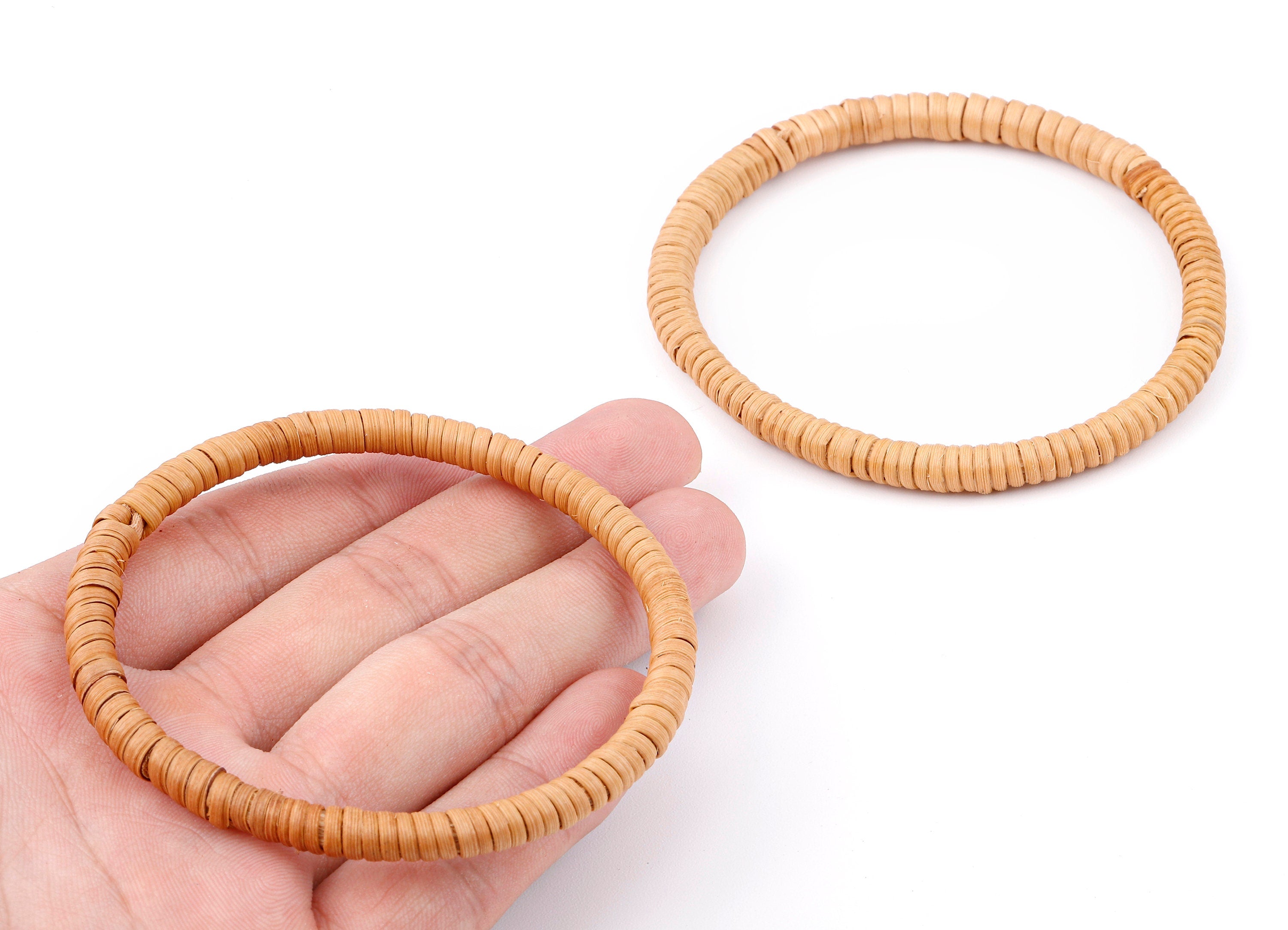 Handwoven Rattan Hoop Bracelet - Rattan Hoop Bracelet - Wood Bracelet - Jewelry Handmade - 77x77x6.5mm - RT1295 - DOMEDBAZAAR