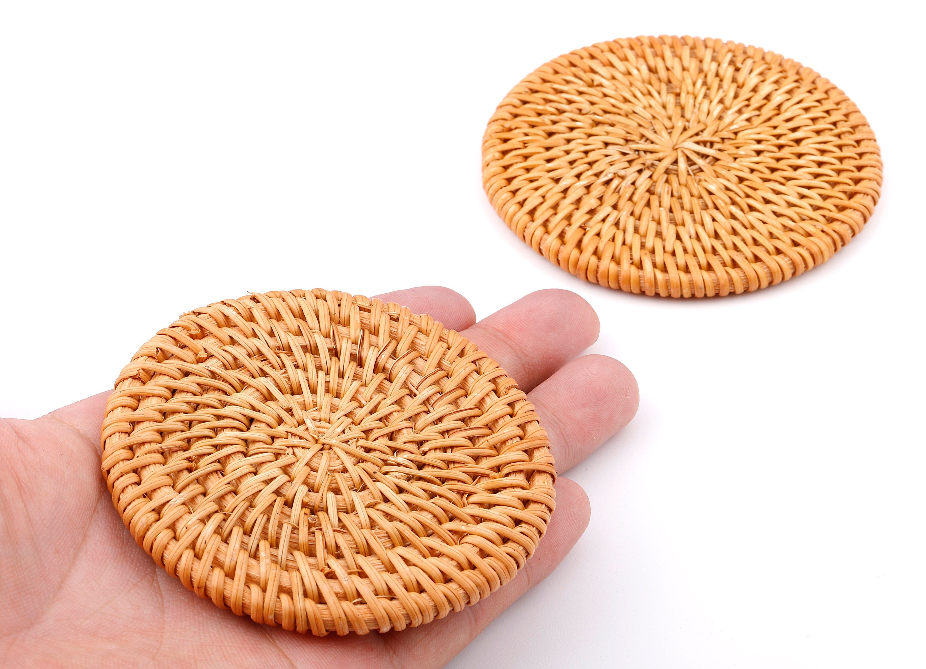 Handwoven Round Rattan Charms - Round Rattan Earrings and Pendant - Woven Earrings - Jewelry Handmade - 80.33x80.33x6.67mm - RT1303 - DOMEDBAZAAR