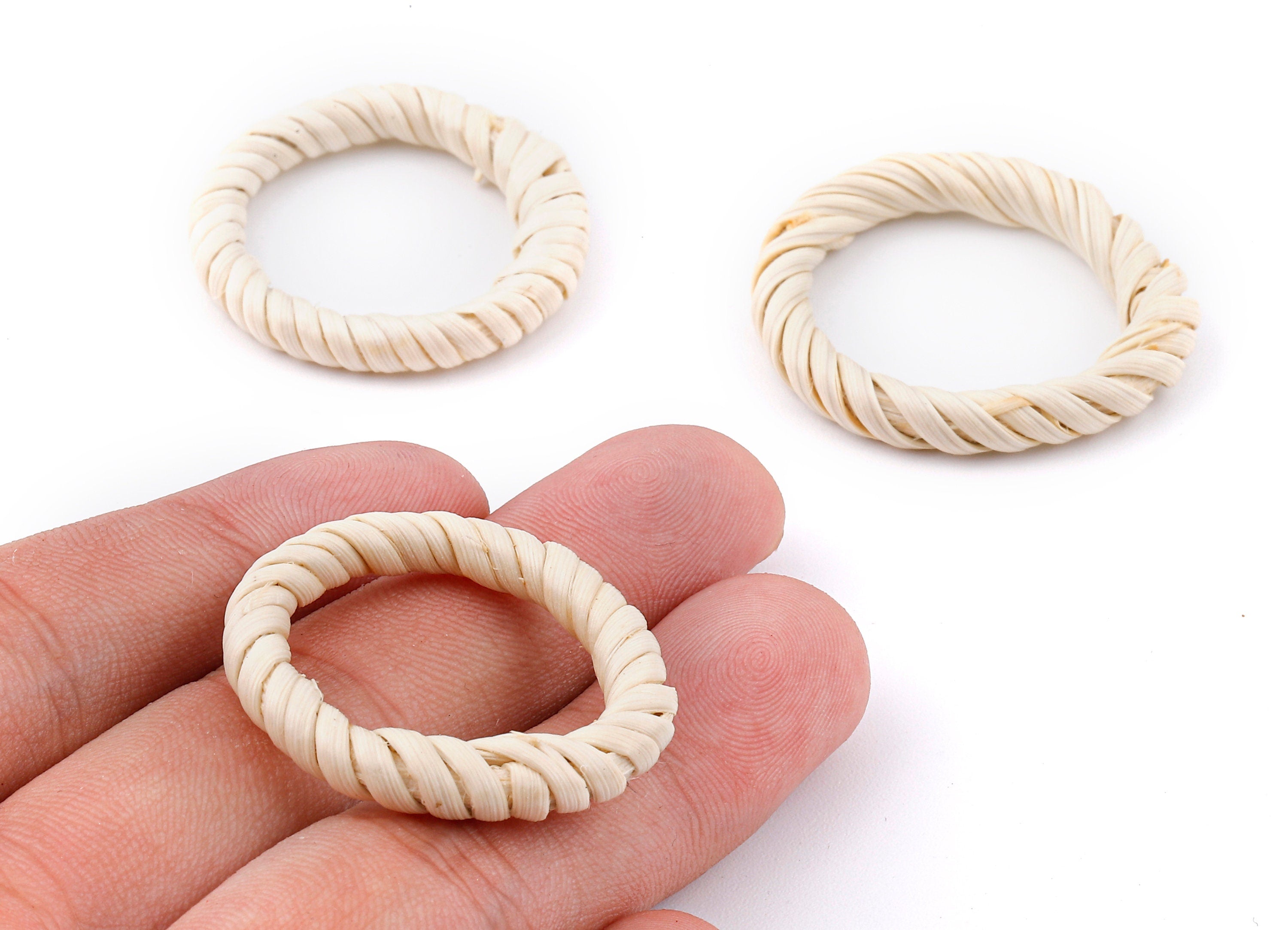 Handwoven Circle Rattan Charms  - Circle Rattan Earrings and Pendant - Woven Earrings - Jewelry Handmade - 36.9x36.9x5.62mm - RT1306 - DOMEDBAZAAR