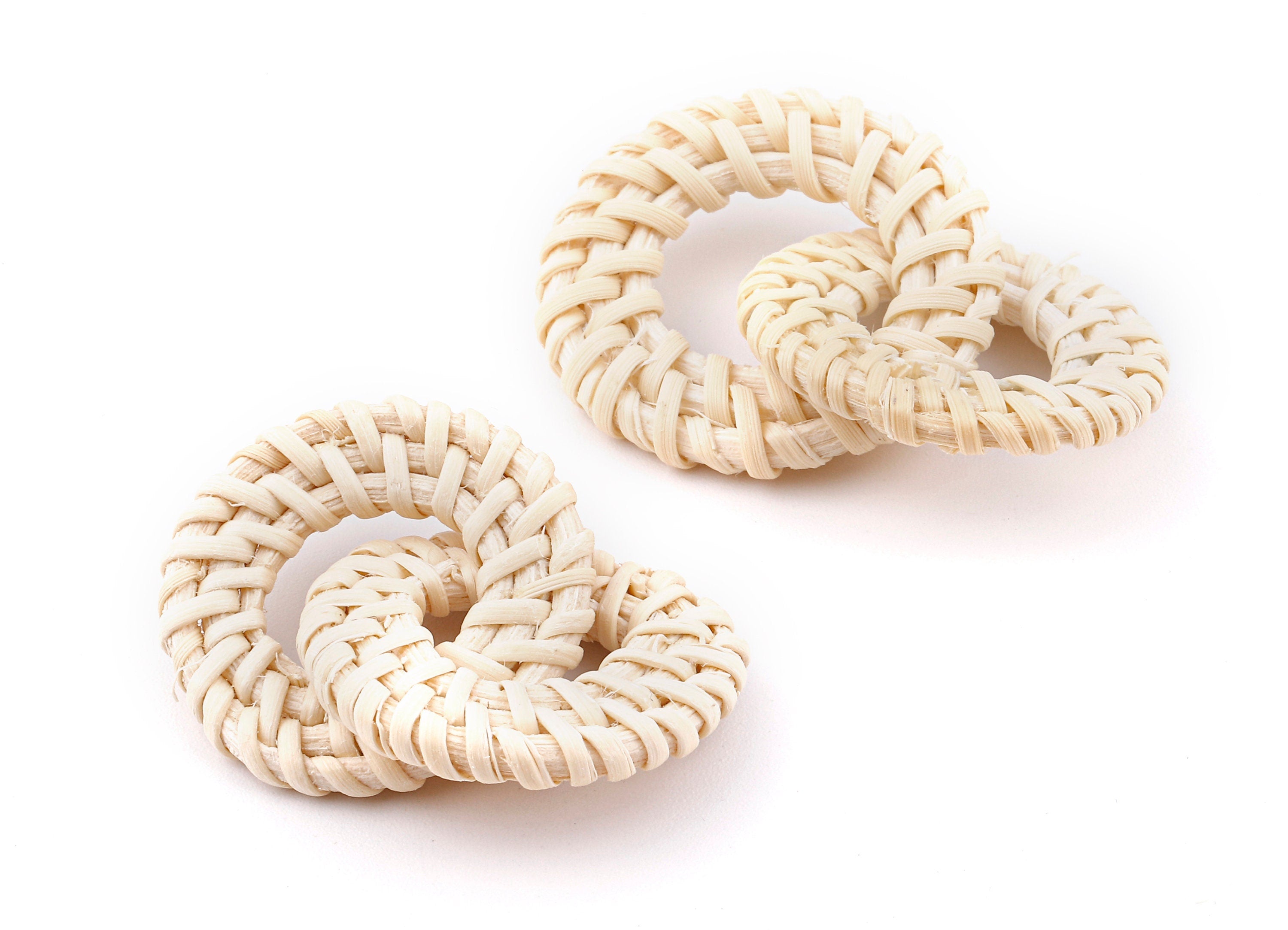 Handwoven Circle Rattan Charms - Circle Rattan Earrings and Pendant - Wooden Earrings - Jewelry Handmade - 43.5x29.92x3.74mm - RT1307 - DOMEDBAZAAR
