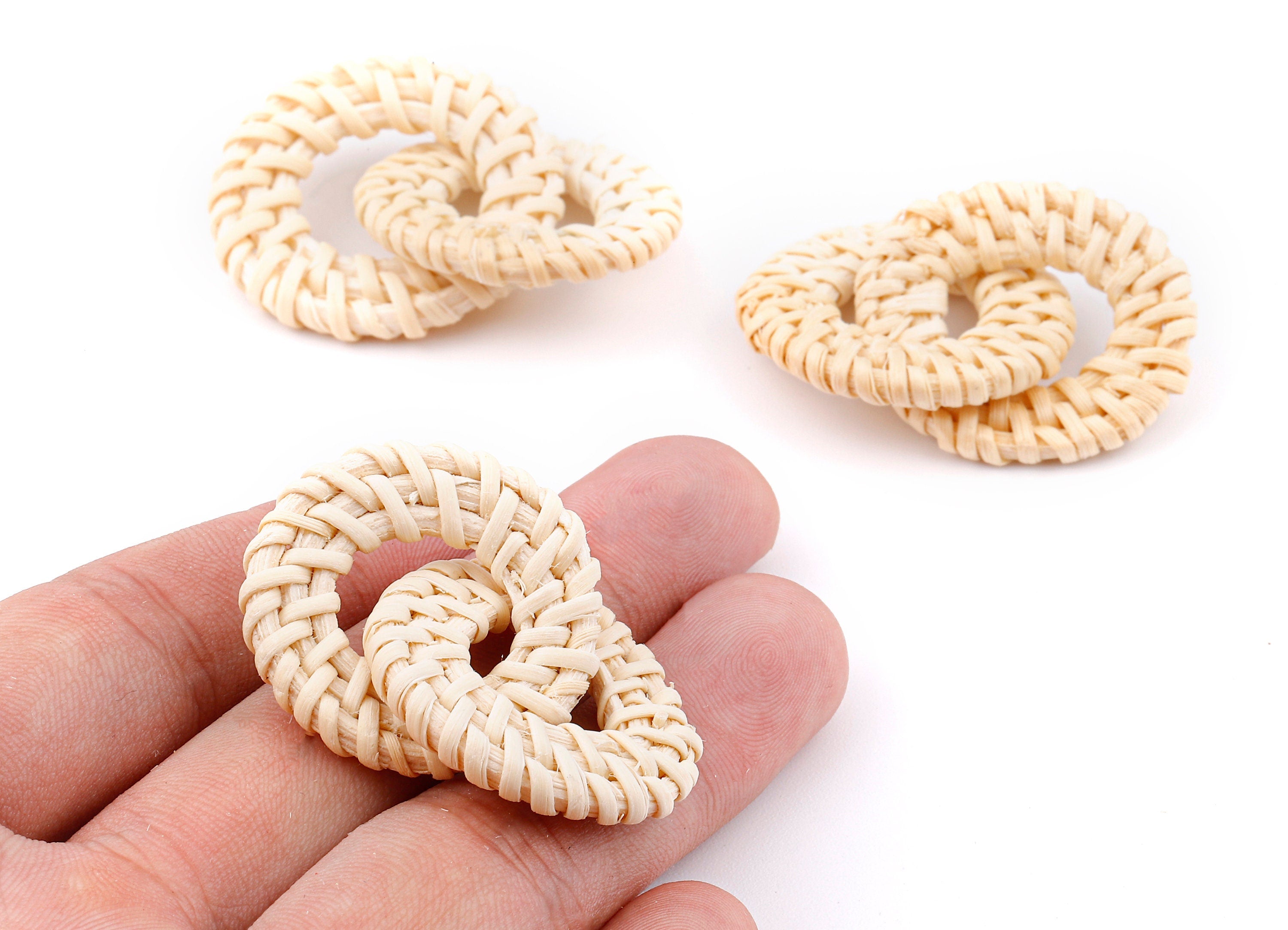 Handwoven Circle Rattan Charms - Circle Rattan Earrings and Pendant - Wooden Earrings - Jewelry Handmade - 43.5x29.92x3.74mm - RT1307 - DOMEDBAZAAR