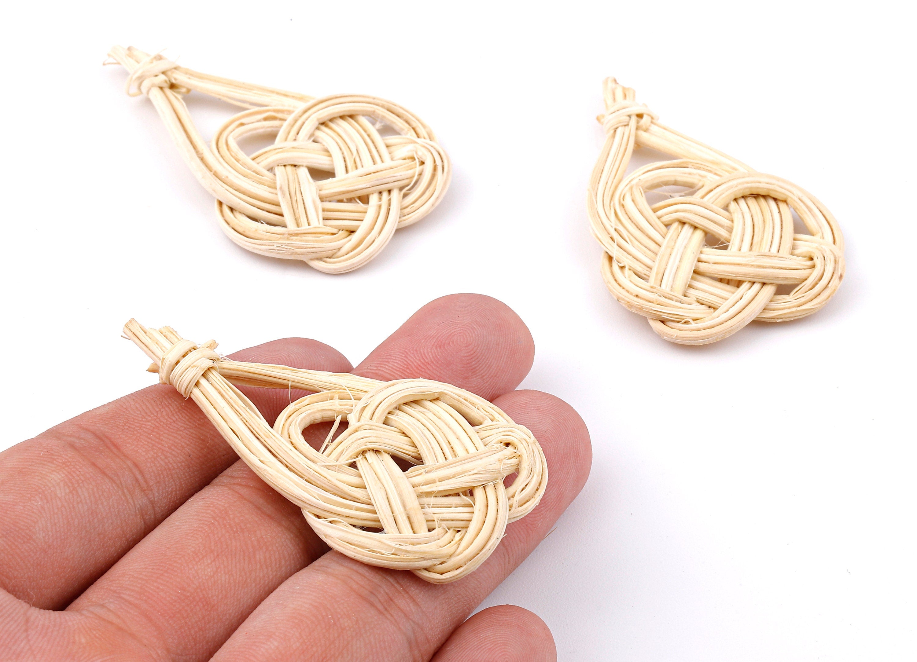 Handwoven Rattan Drop Charms - Drop Rattan Earrings and Pendant - Woven Earrings - Jewelery Handmade - 56.87x32.72x4.73mm - RT1311 - DOMEDBAZAAR
