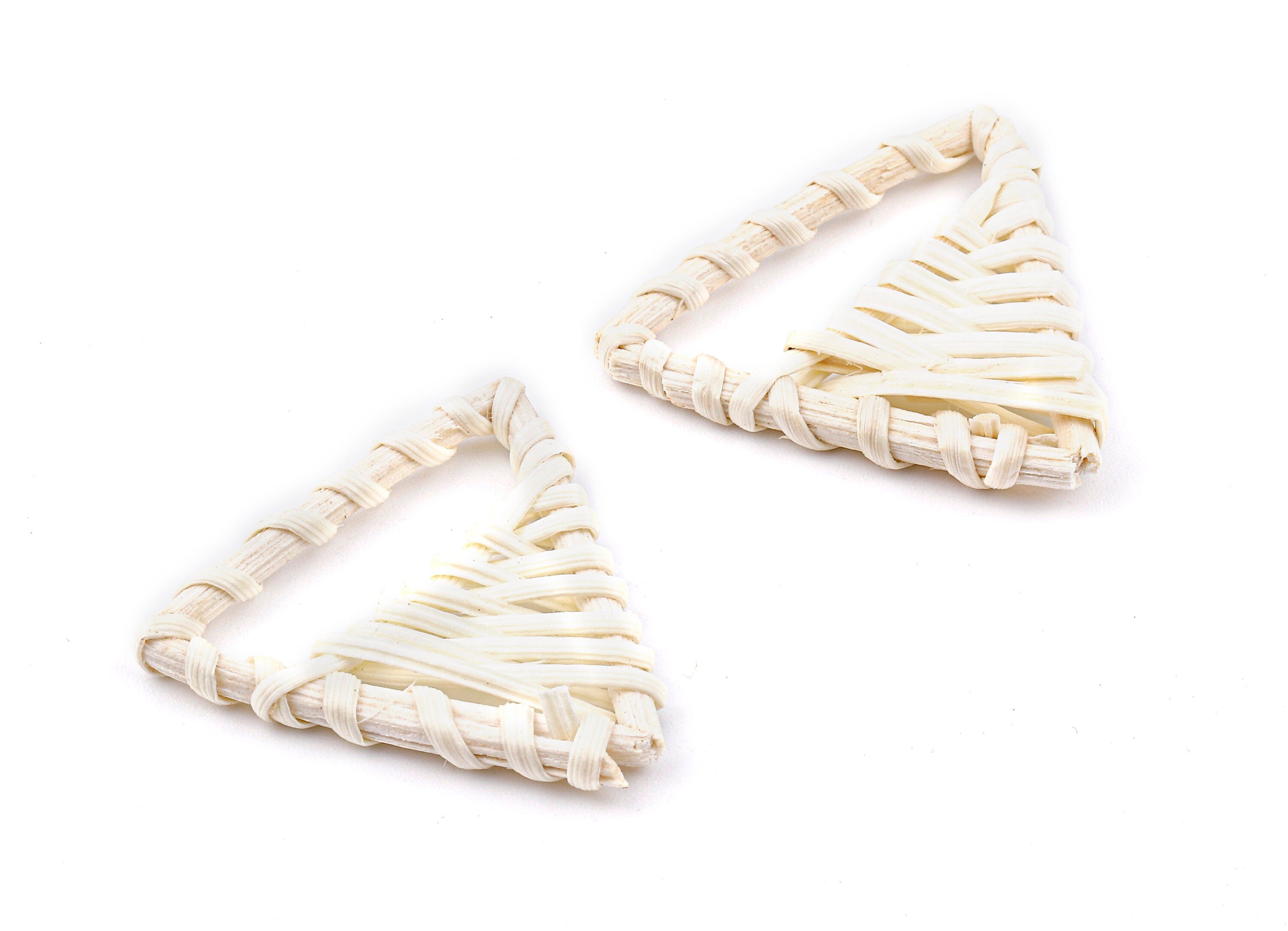 Handwoven Rattan Earrings - Triangle Shaped Rattan Pendant - Wooden Straw Earring - Jewelery Handmade - 40.16x40.16x5.25mm - RT1318 - DOMEDBAZAAR