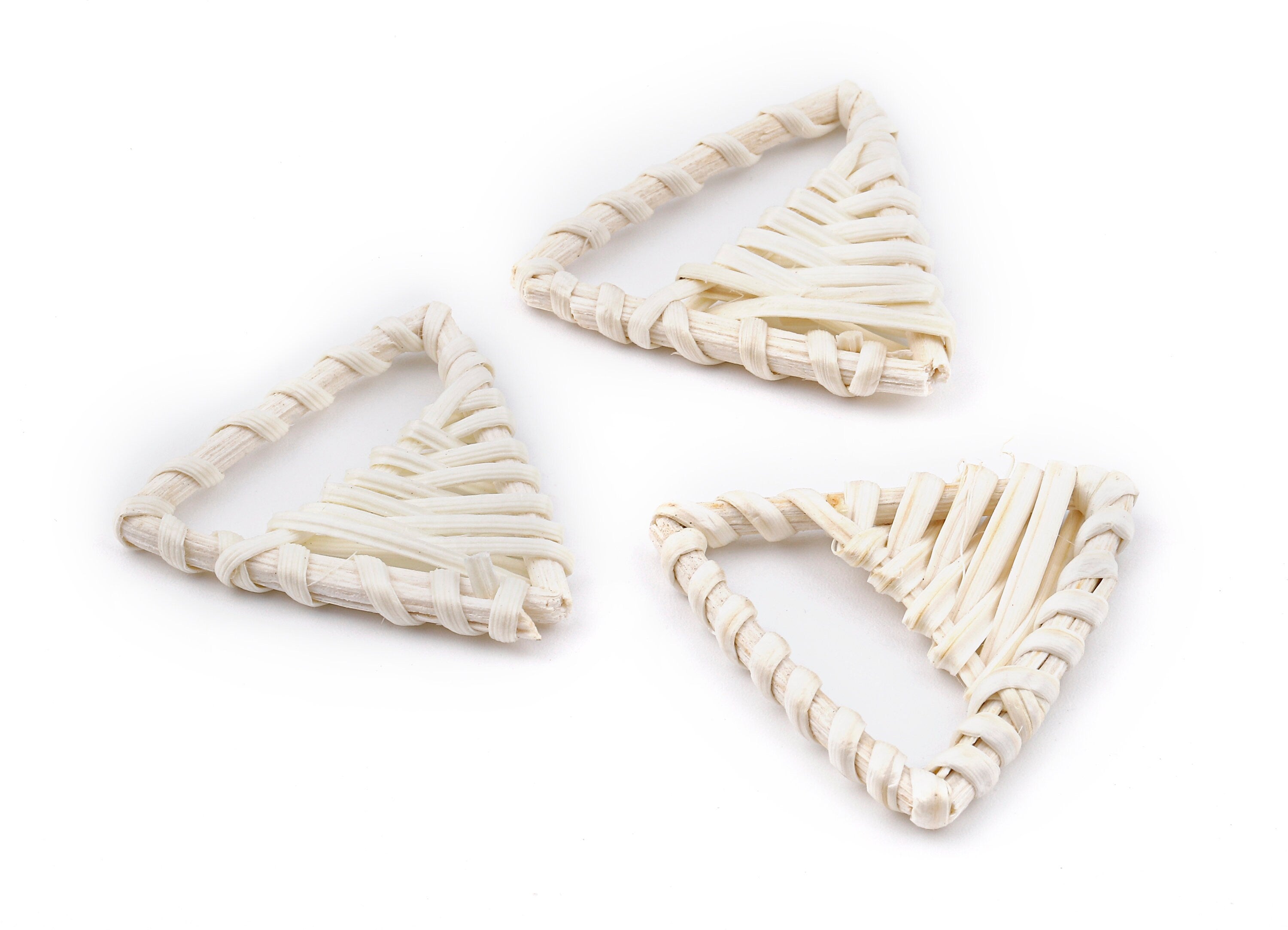 Handwoven Rattan Earrings - Triangle Shaped Rattan Pendant - Wooden Straw Earring - Jewelery Handmade - 40.16x40.16x5.25mm - RT1318 - DOMEDBAZAAR