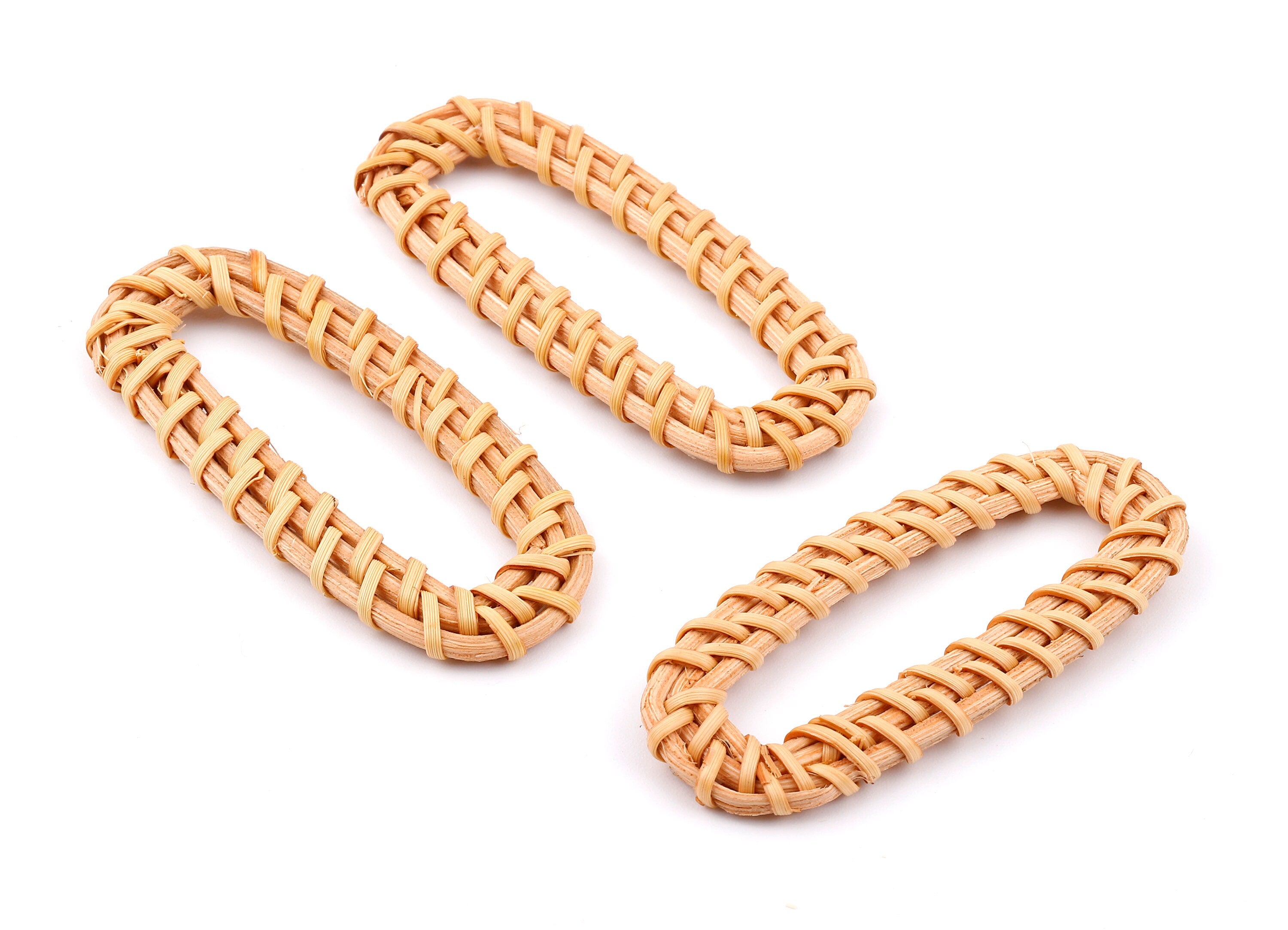 Handwoven Rattan Oval Charms - Oval Rattan Earrings and Pendant - Woven Earrings - Jewelry Handmade - 68.93x30.3x4.04mm - RT1319 - DOMEDBAZAAR