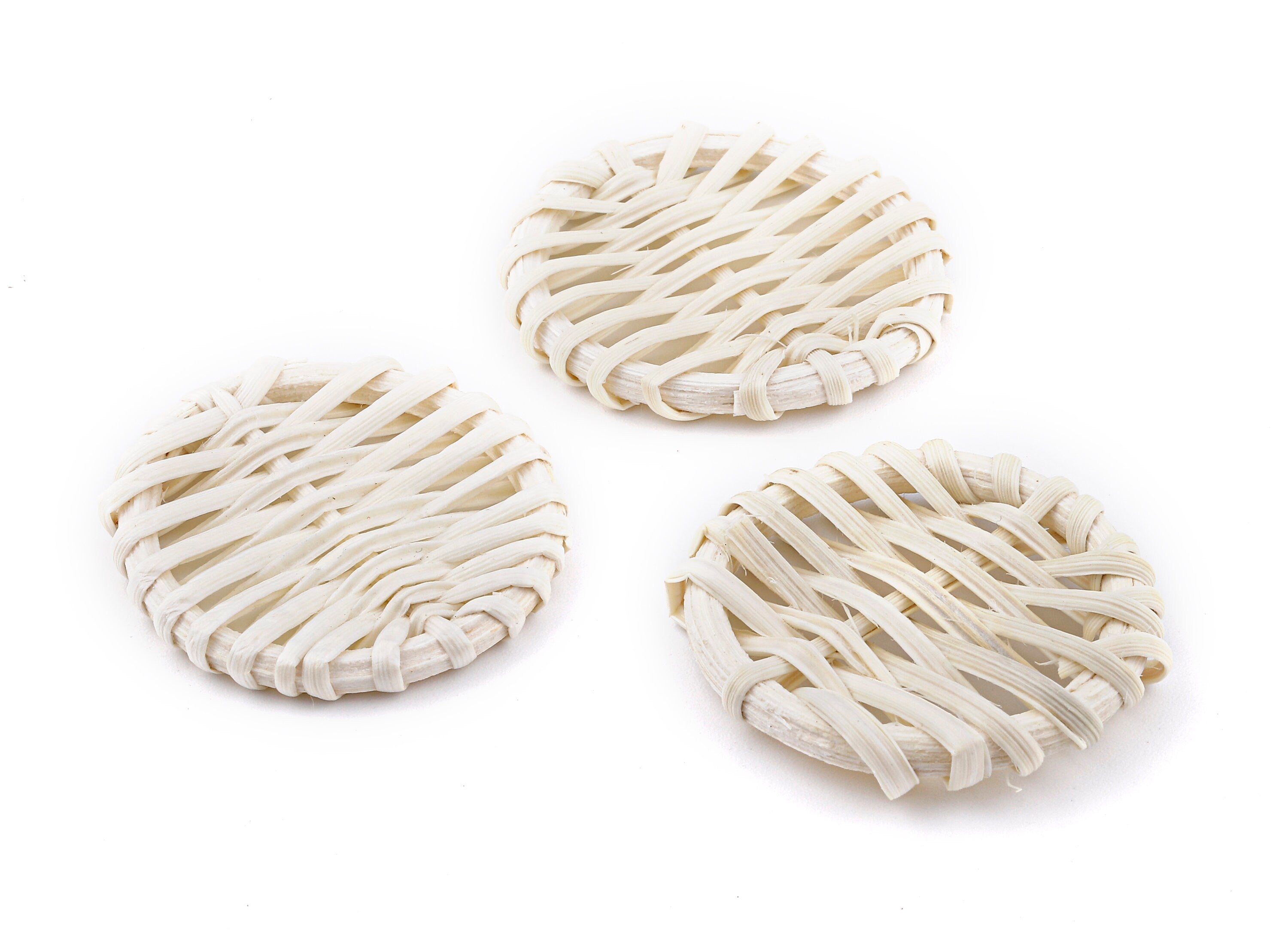 Handwoven Rattan Round Charms - Round  Rattan Earrings and Pendant - Woven Earrings - Jewelery Handmade - 43.08x43.08x5.79mm - RT1316 - DOMEDBAZAAR