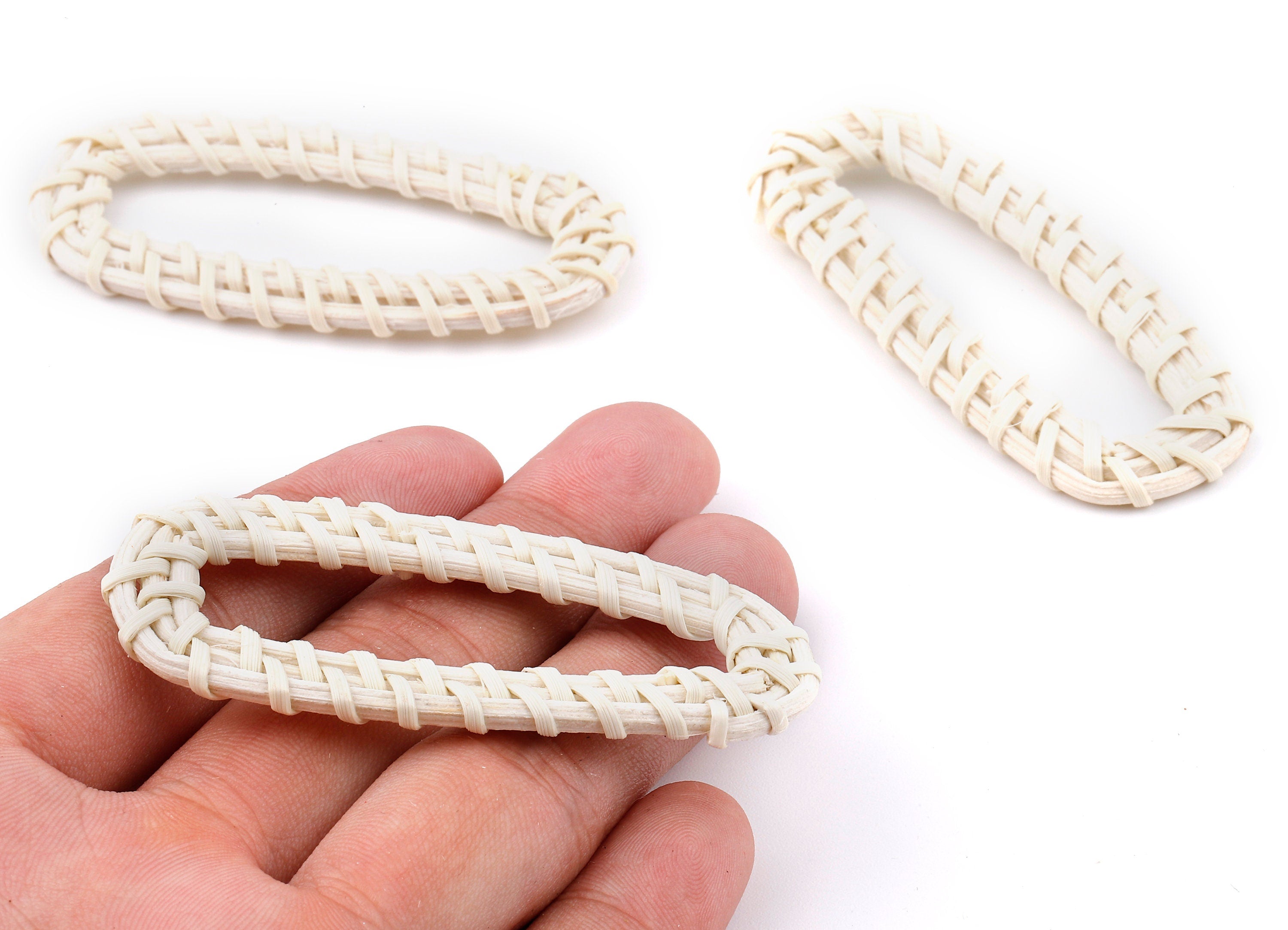 Handwoven Rattan Oval Charms - Oval Rattan Earrings and Pendant - Woven Earrings - Jewelery Handmade - 68.93x30.3x4.04mm - RT1320 - DOMEDBAZAAR