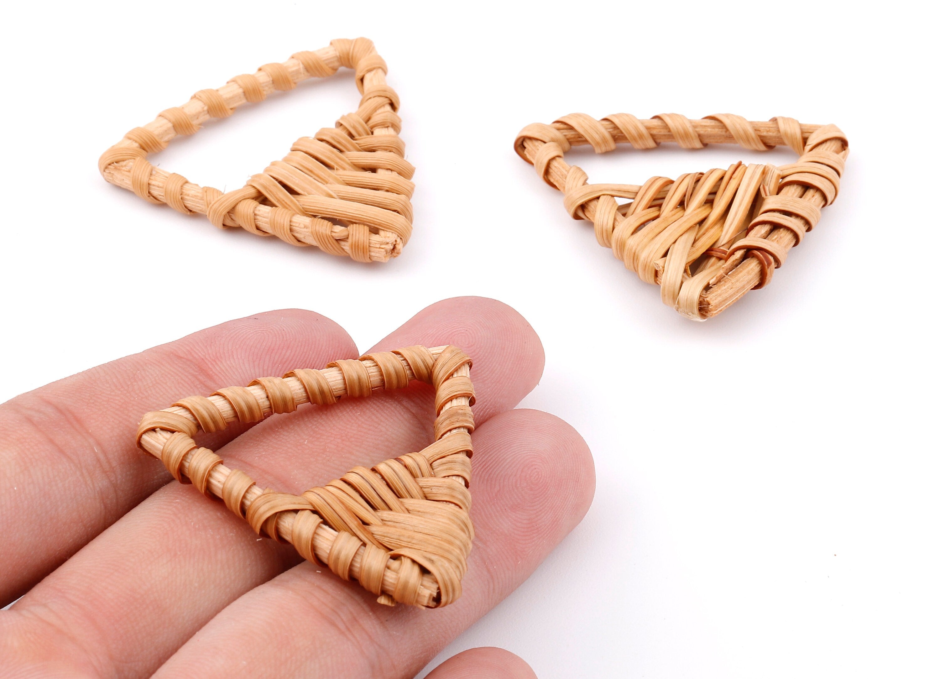 Handwoven Rattan Triangle  Charms - Triangle  Rattan Earrings and Pendant - Woven Earrings - Jewelery Handmade - 40.16x40.16x5.25mm - RT1317 - DOMEDBAZAAR