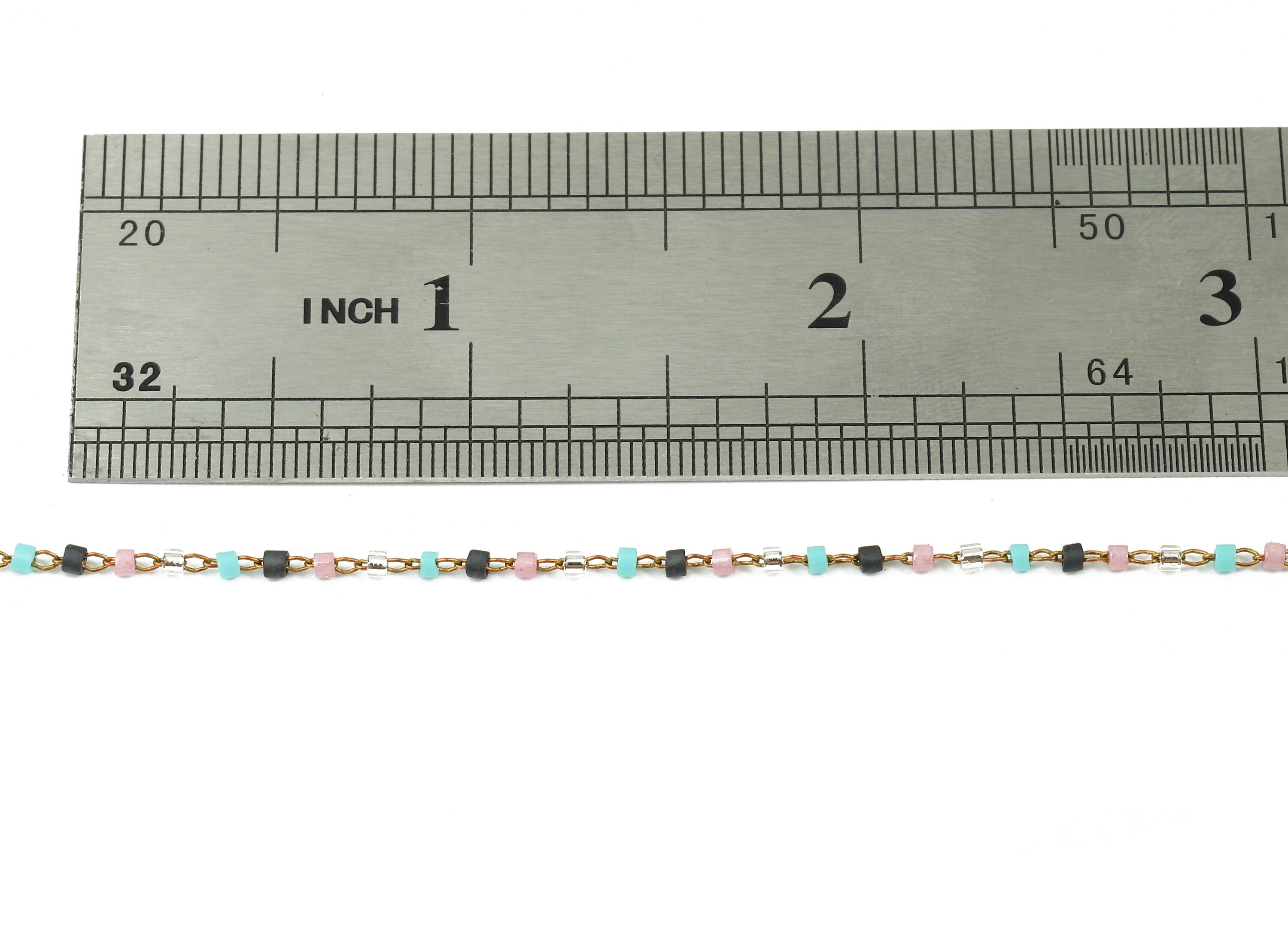 Toho Glass Beaded Chain - Seed Beads Chain - Toho Glass Bead - Stainless Steel - Jewelry Making Chain - 1.63mm x 1.44mm - TH1030 - DOMEDBAZAAR