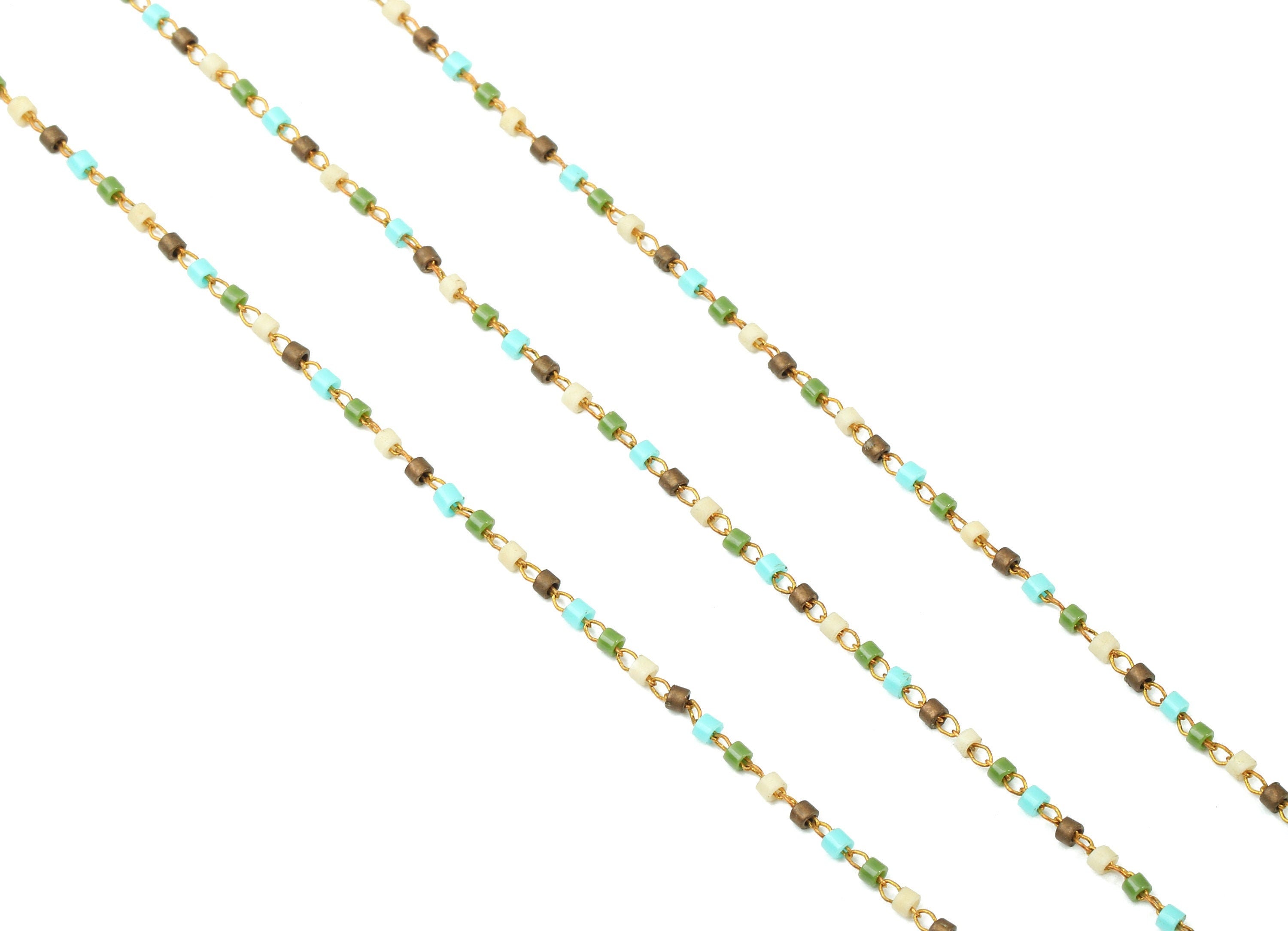 Toho Glass Beaded Chain - Seed Beads Chain - Toho Glass Bead - Stainless Steel - Jewelry Making Chain - 1.63mm x 1.44mm - TH1031 - DOMEDBAZAAR