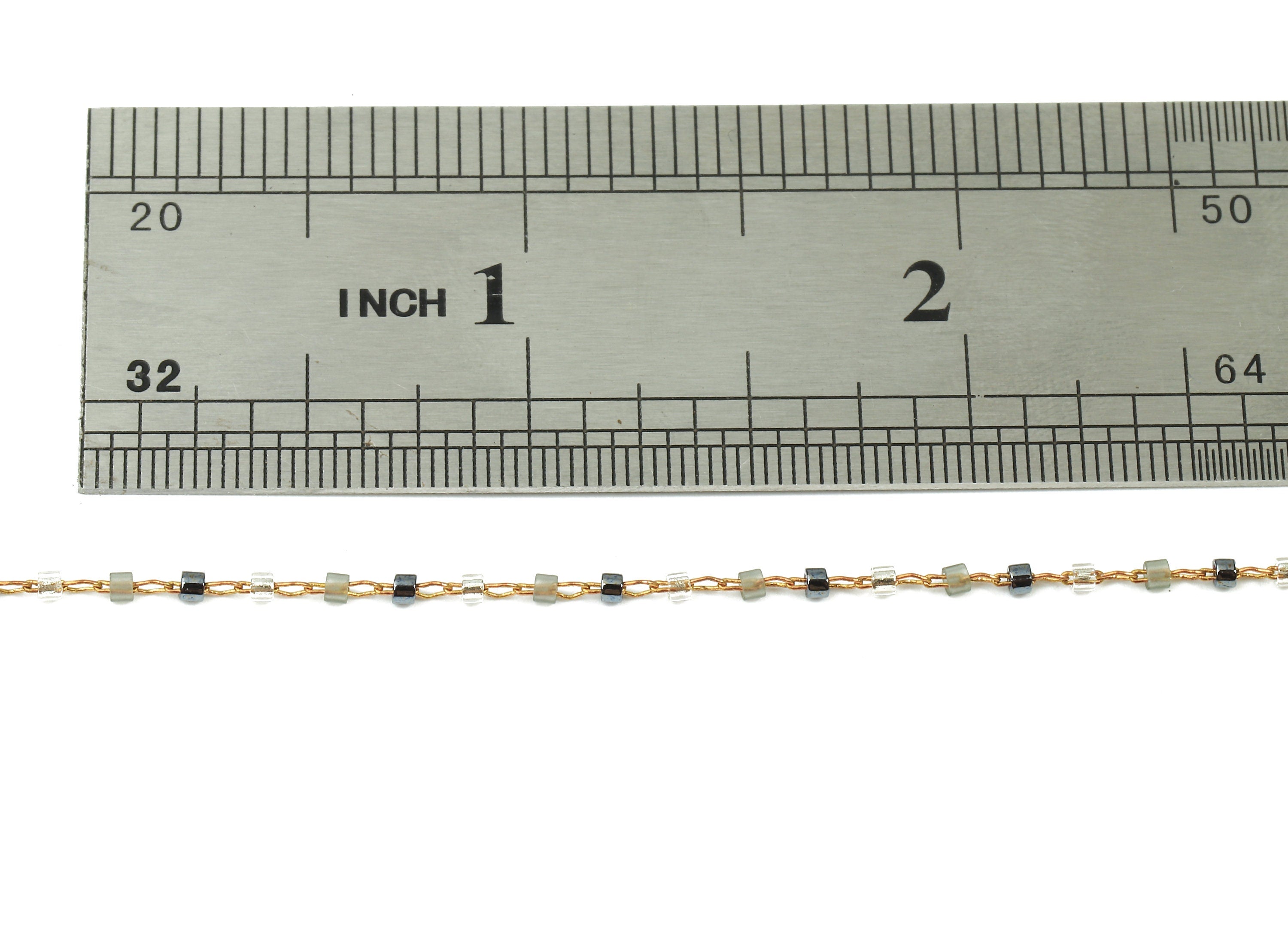 Toho Glass Beaded Chain - Seed Beads Chain - Brown Toho Glass Bead - Stainless Steel - Jewelry Making Chain - 1.63mm x 1.44mm - TH1037 - DOMEDBAZAAR