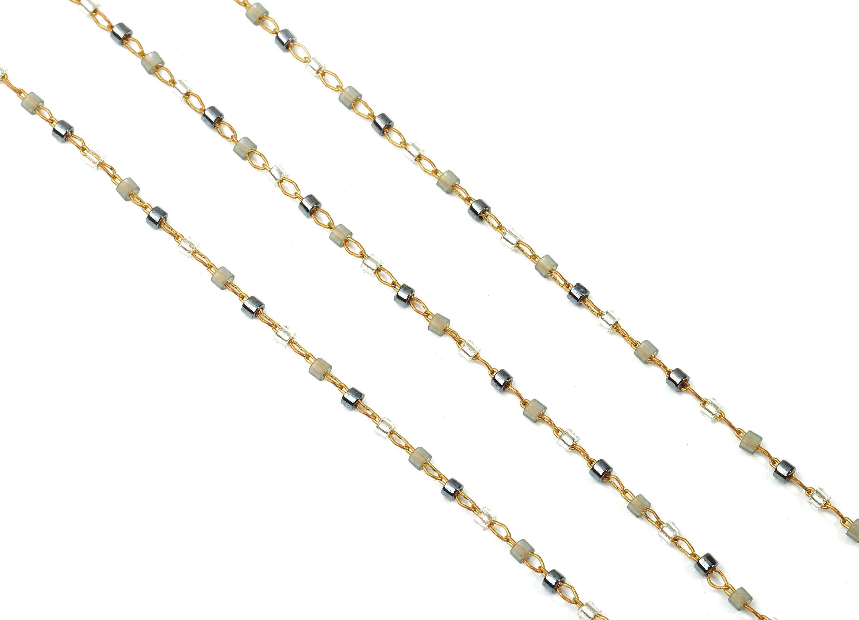 Toho Glass Beaded Chain - Seed Beads Chain - Brown Toho Glass Bead - Stainless Steel - Jewelry Making Chain - 1.63mm x 1.44mm - TH1037 - DOMEDBAZAAR