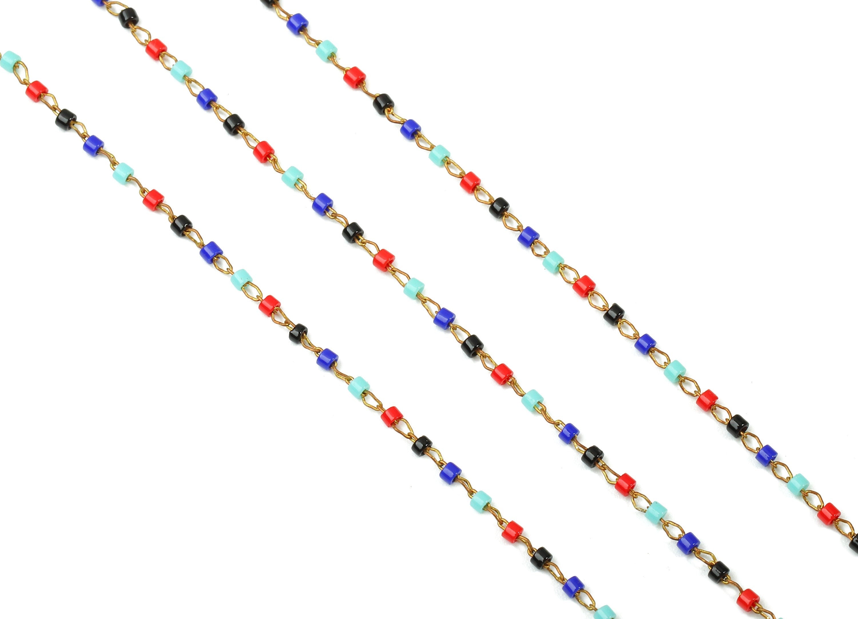 Toho Glass Beaded Chain - Seed Beads Chain - Toho Glass Bead - Stainless Steel - Jewelry Making Chain - 1.63mm x 1.44mm - TH1041 - DOMEDBAZAAR