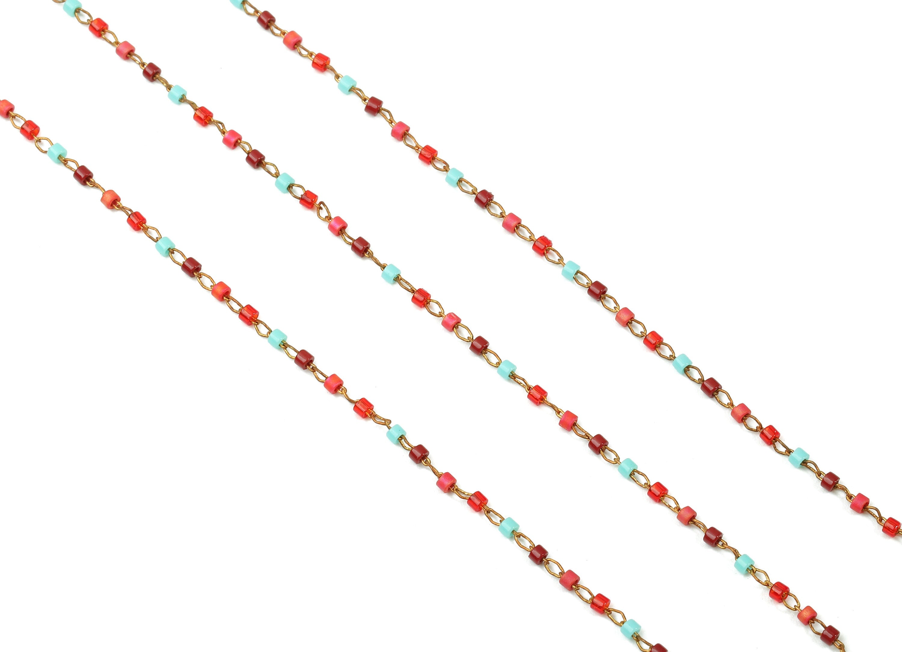 Toho Glass Beaded Chain - Seed Beads Chain - Toho Glass Bead - Stainless Steel - Jewelry Making Chain - 1.63mm x 1.44mm - TH1046 - DOMEDBAZAAR