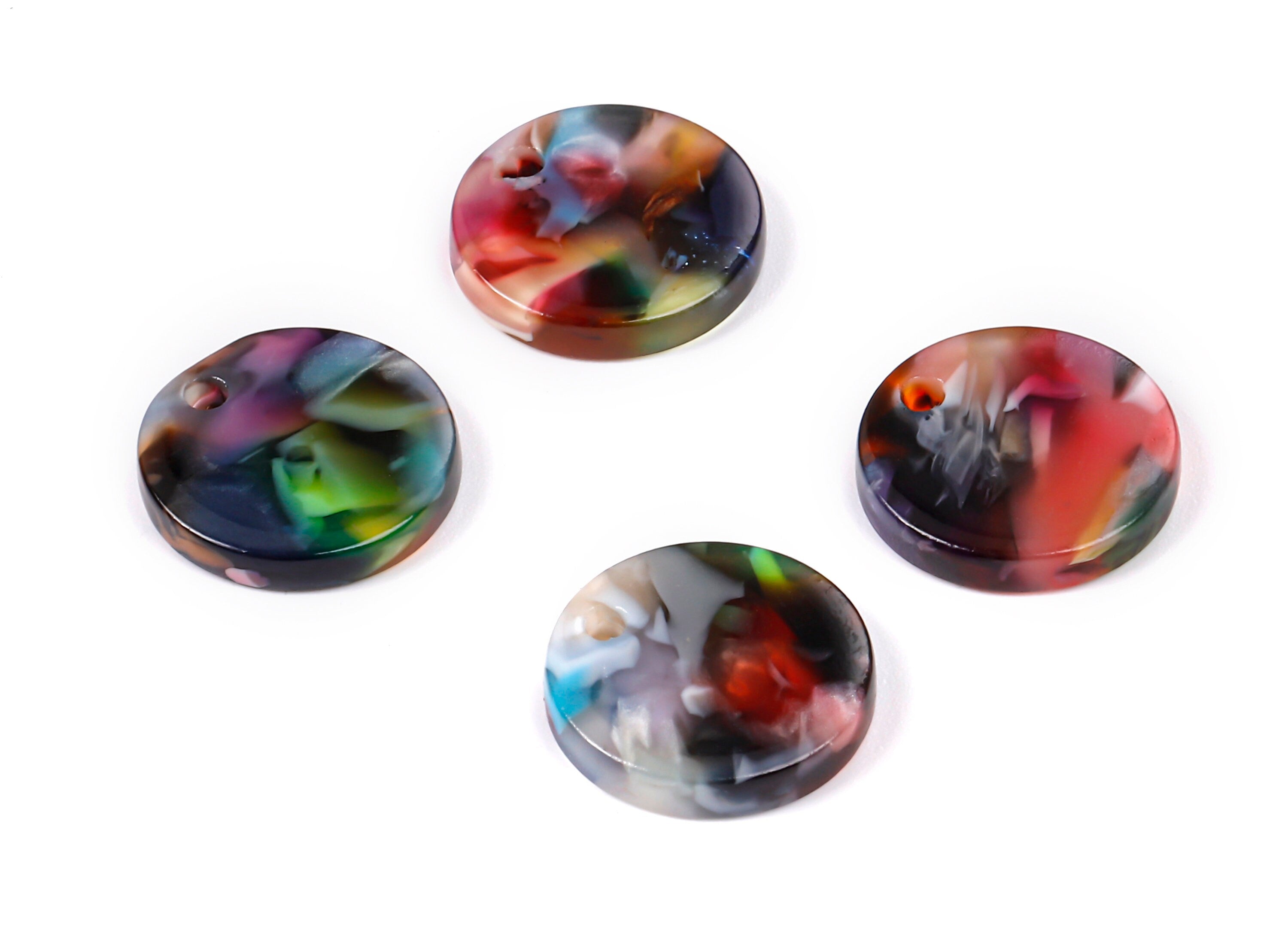 Acetate Round Charms - Round Earrings and Pendant - Earring Findings - Jewelry Supplies - Color Code: A58 - 14.6x14.6x2.66mm - AC1064-A58 - DOMEDBAZAAR