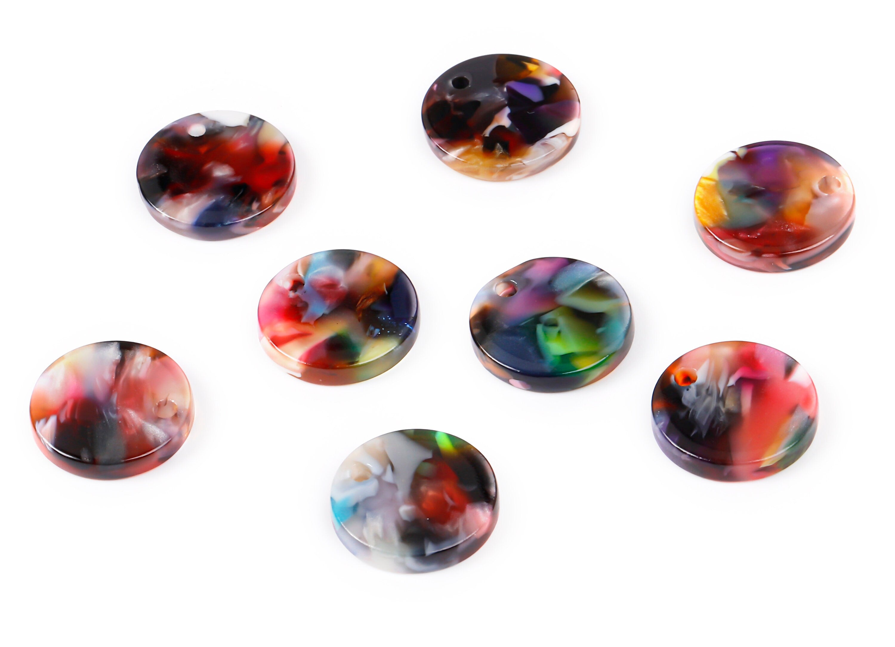 Acetate Round Charms - Round Earrings and Pendant - Earring Findings - Jewelry Supplies - Color Code: A58 - 14.6x14.6x2.66mm - AC1064-A58 - DOMEDBAZAAR