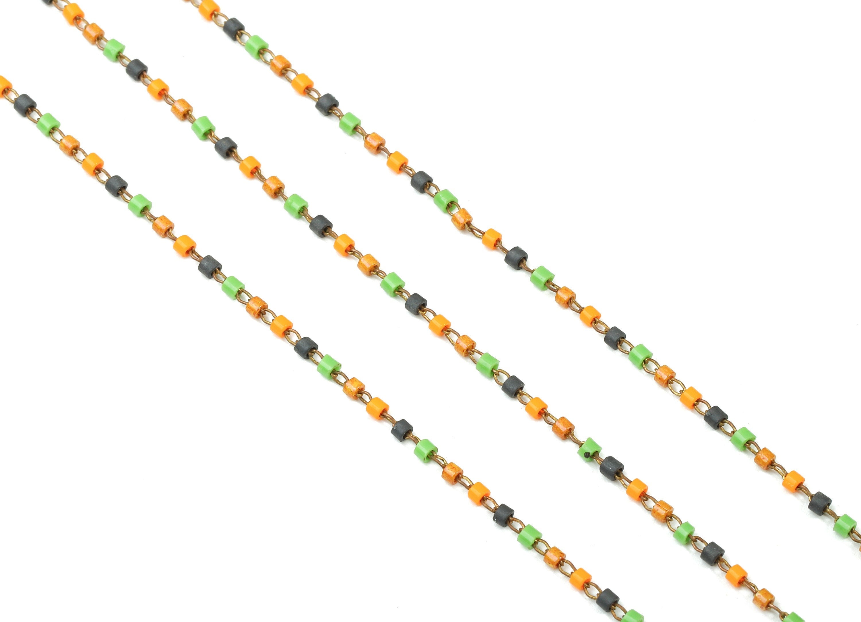 Toho Glass Beaded Chain - Seed Beads Chain - Toho Glass Bead - Stainless Steel - Jewelry Making Chain - 1.63mm x 1.44mm - TH1048 - DOMEDBAZAAR