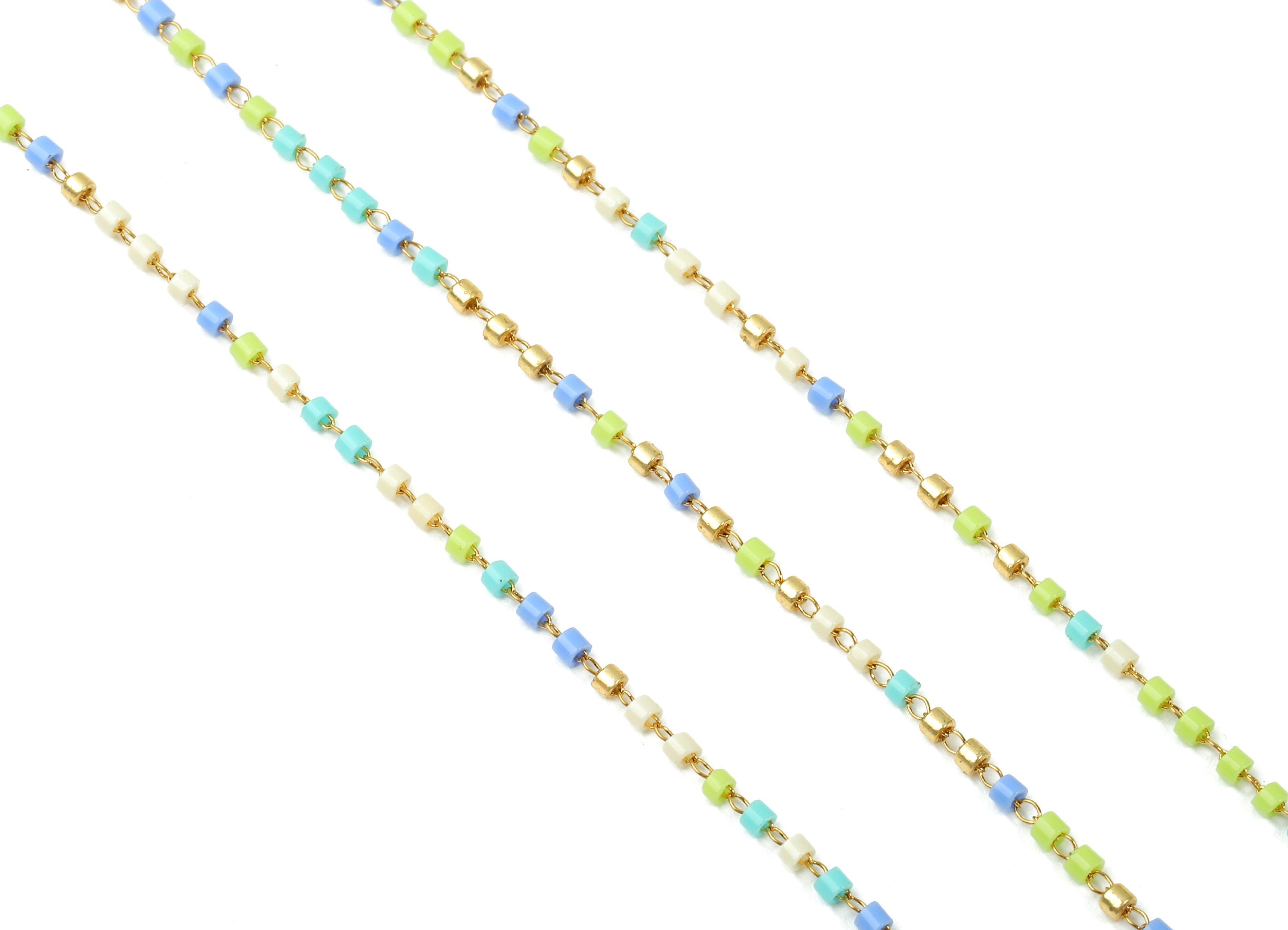 Toho Glass Beaded Chain - Seed Beads Chain - Toho Glass Bead - Stainless Steel - Jewelry Making Chain - 1.63mm x 1.44mm - TH1050 - DOMEDBAZAAR