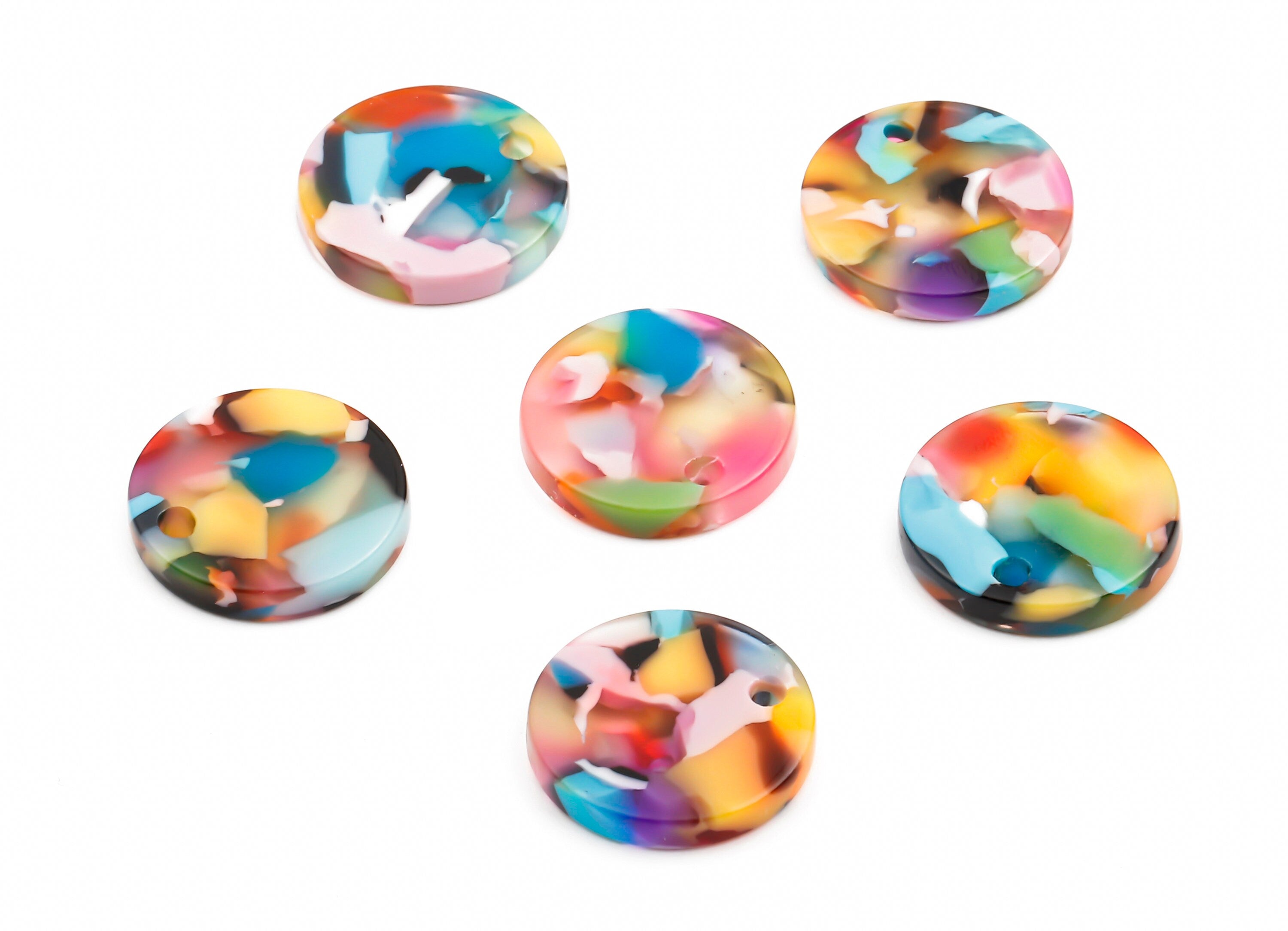 Acetate Round Charms - Round Earrings and Pendant - Earring Findings - Jewelry Supplies - Color Code: A21 - 14.6x14.6x2.66mm - AC1064-A21 - DOMEDBAZAAR