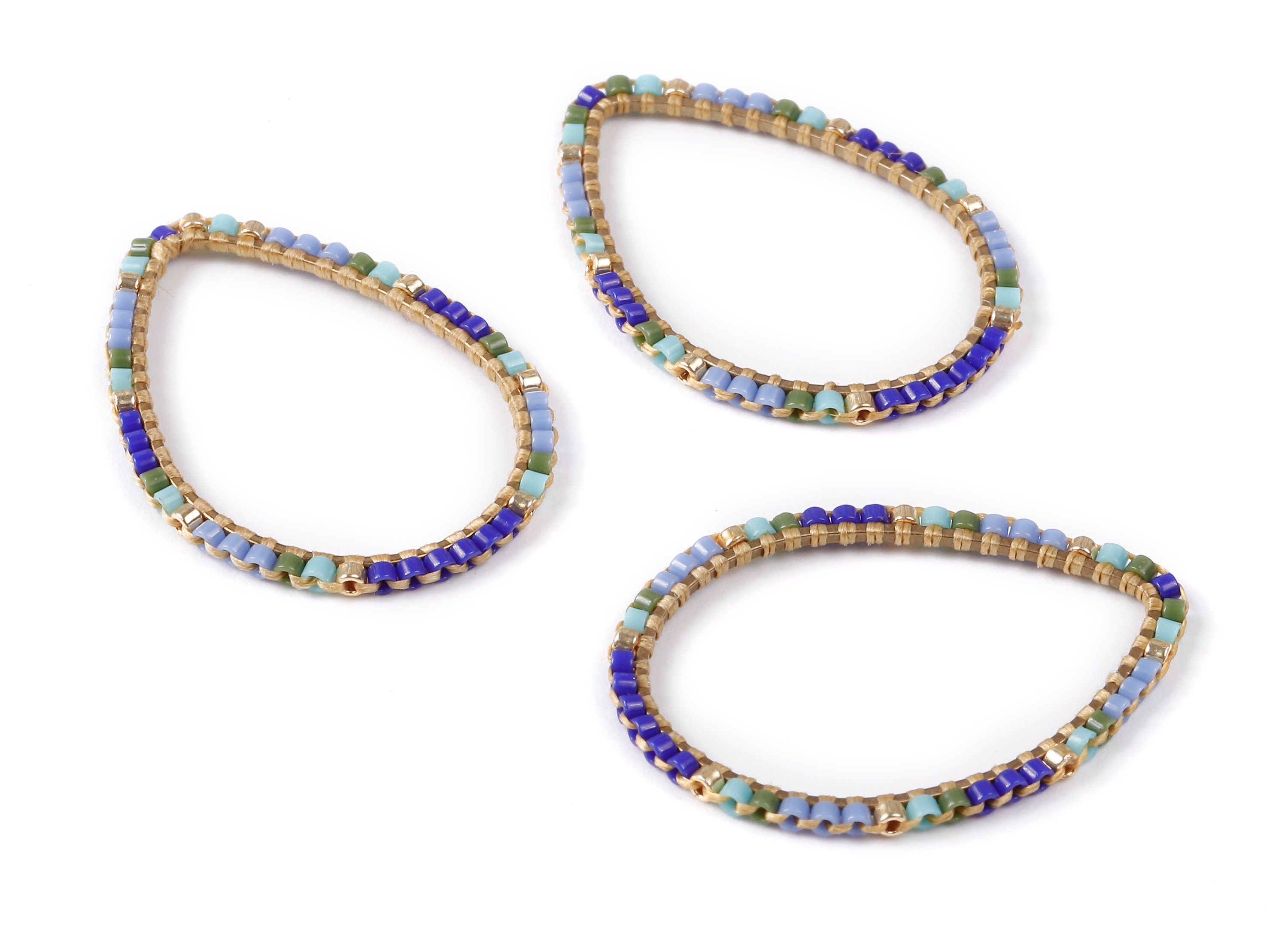 Beaded Drop Charms - Japanese Miyuki seed beads - Handmade Miyuki Beaded Pendant - Kenyan Brass Earrings - 34.6x24.49x1.28mm - TH1005 - DOMEDBAZAAR