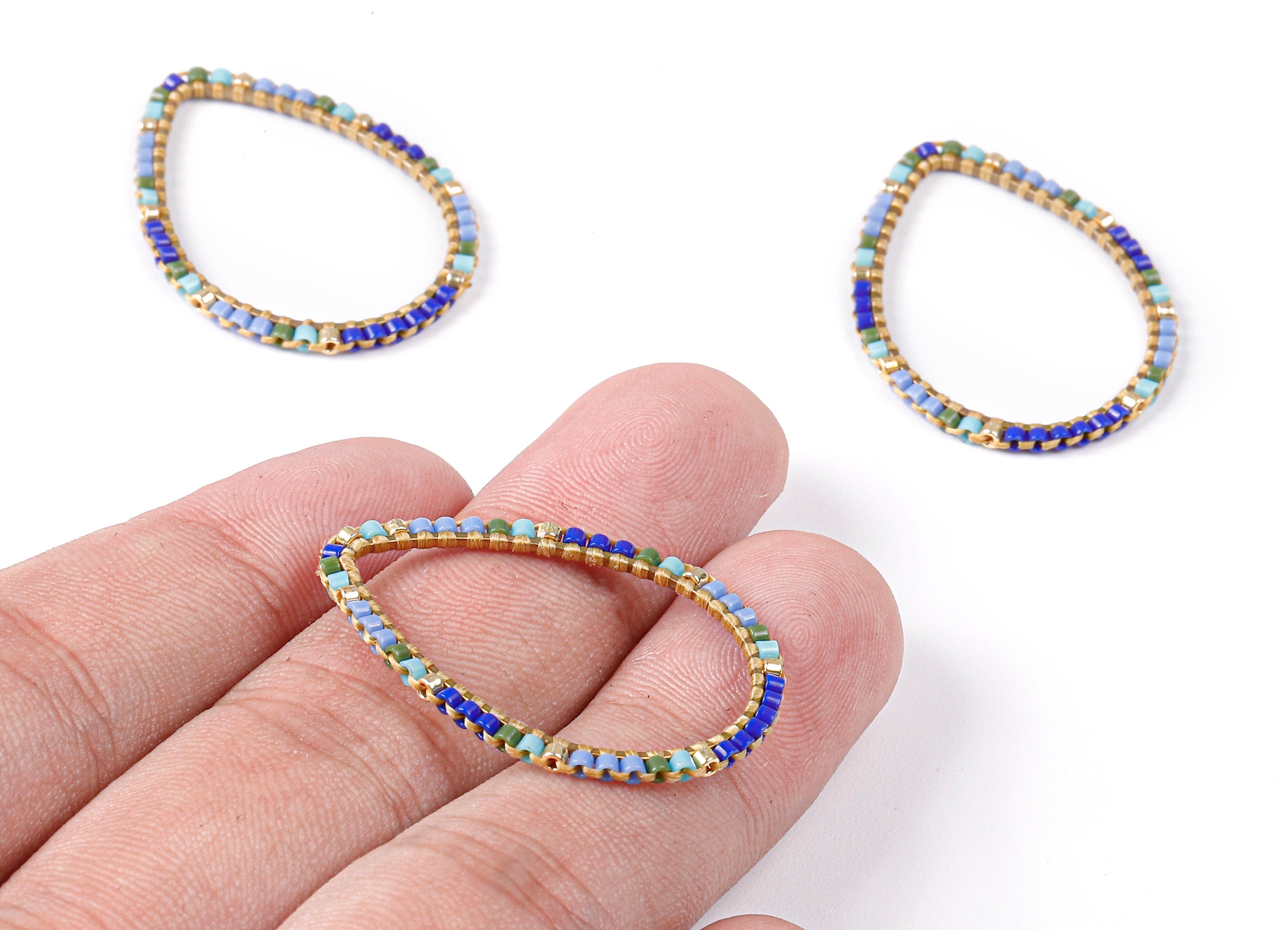 Beaded Drop Charms - Japanese Miyuki seed beads - Handmade Miyuki Beaded Pendant - Kenyan Brass Earrings - 34.6x24.49x1.28mm - TH1005 - DOMEDBAZAAR