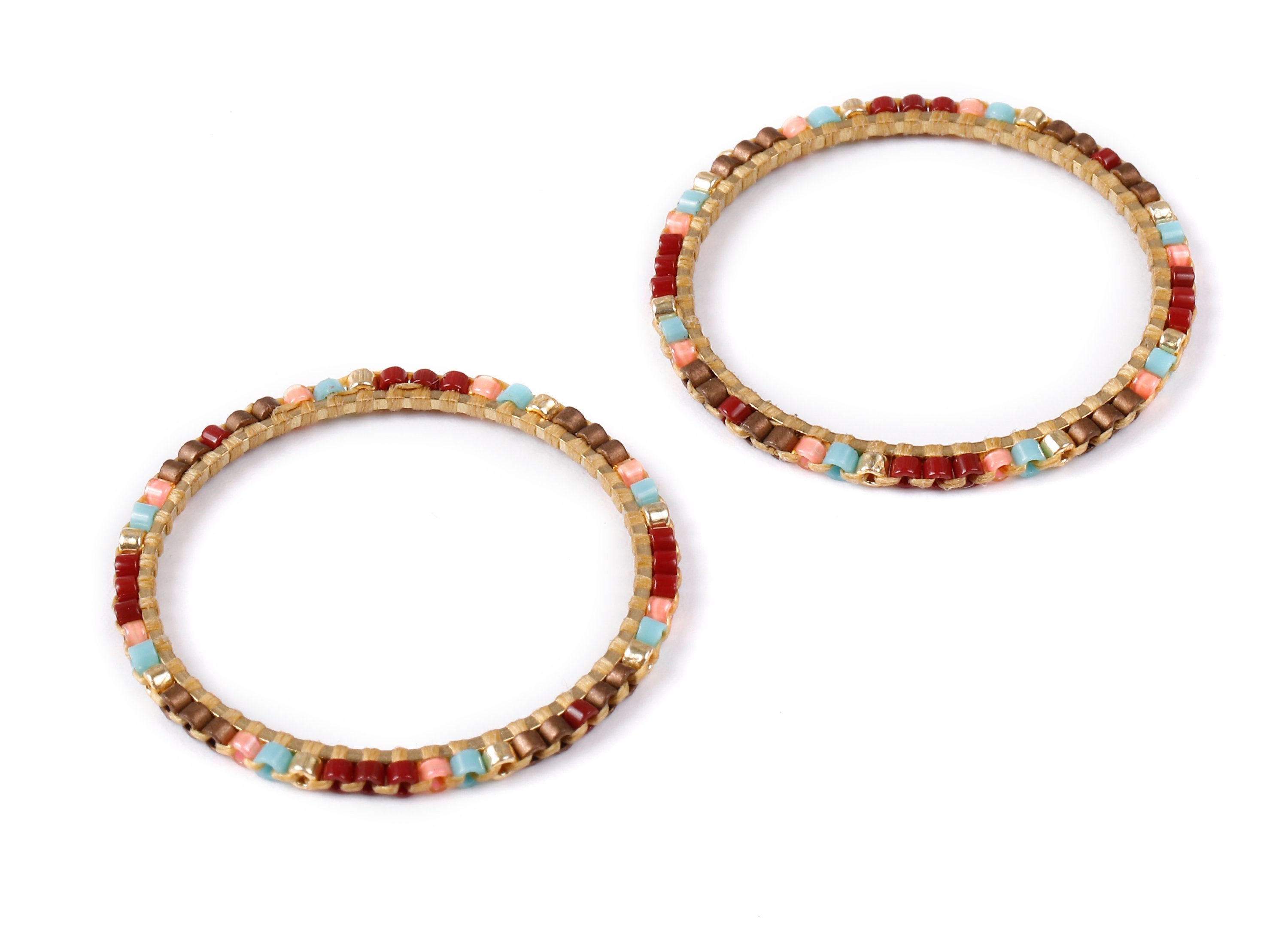 Beaded Circle Charms - Japanese Miyuki seed beads - Handmade Miyuki Beaded Pendant - Kenyan Brass Earrings - 30.78x30.78x1.46mm - TH1006 - DOMEDBAZAAR