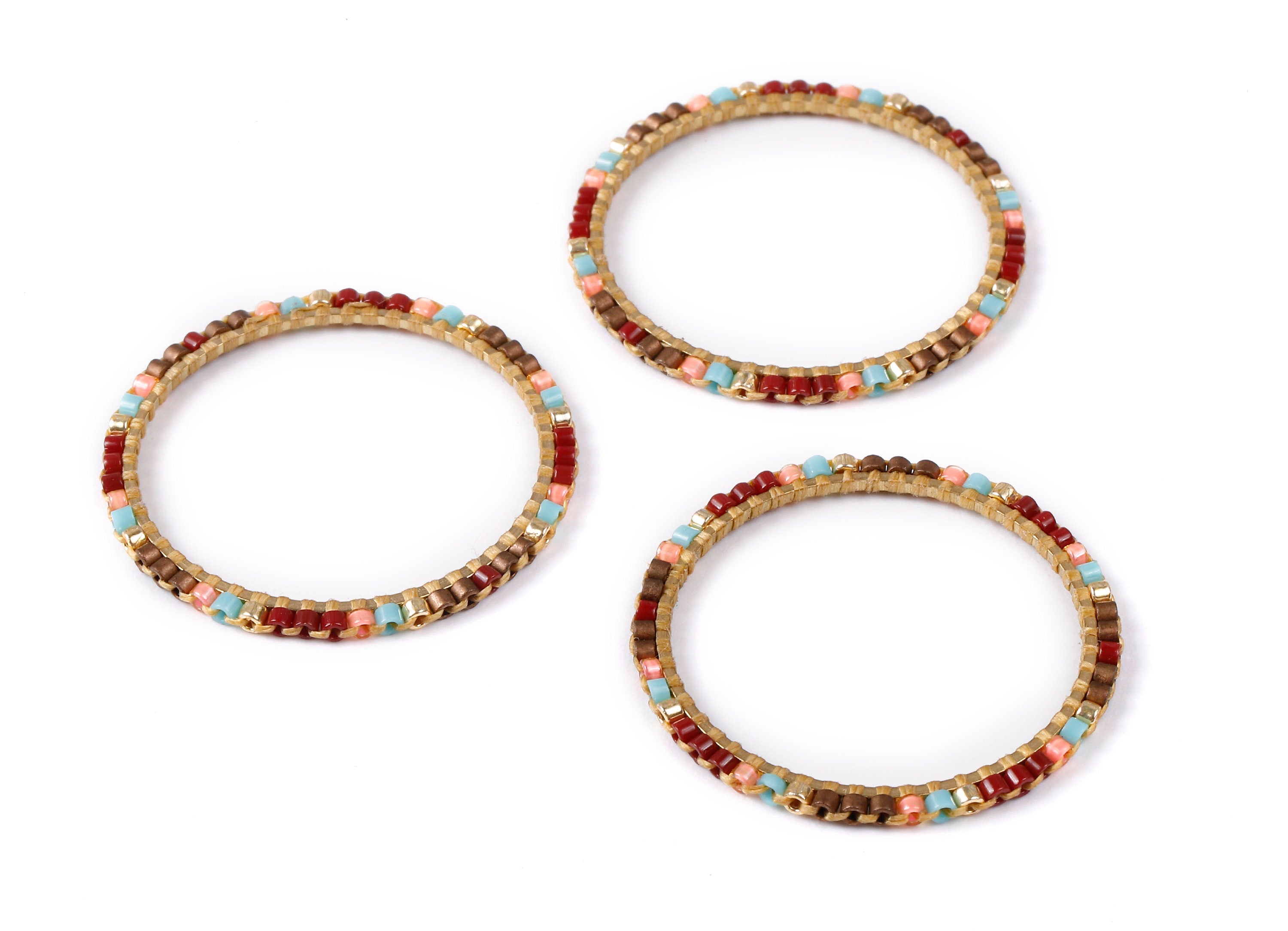 Beaded Circle Charms - Japanese Miyuki seed beads - Handmade Miyuki Beaded Pendant - Kenyan Brass Earrings - 30.78x30.78x1.46mm - TH1006 - DOMEDBAZAAR
