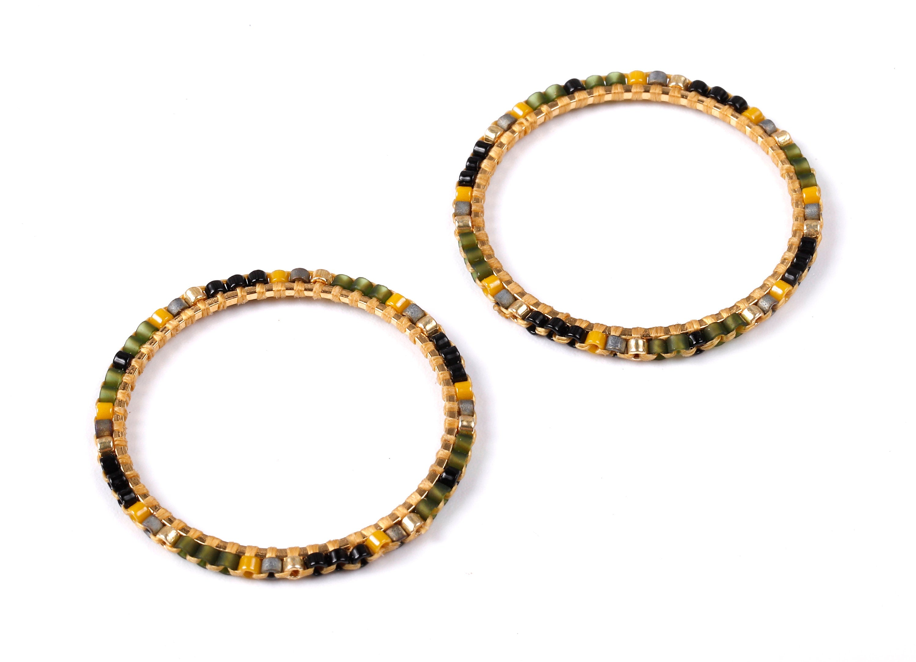Beaded Circle Charms - Japanese Miyuki seed beads - Handmade Miyuki Beaded Pendant - Kenyan Brass Earrings - 30.78x30.78x1.46mm - TH1007 - DOMEDBAZAAR
