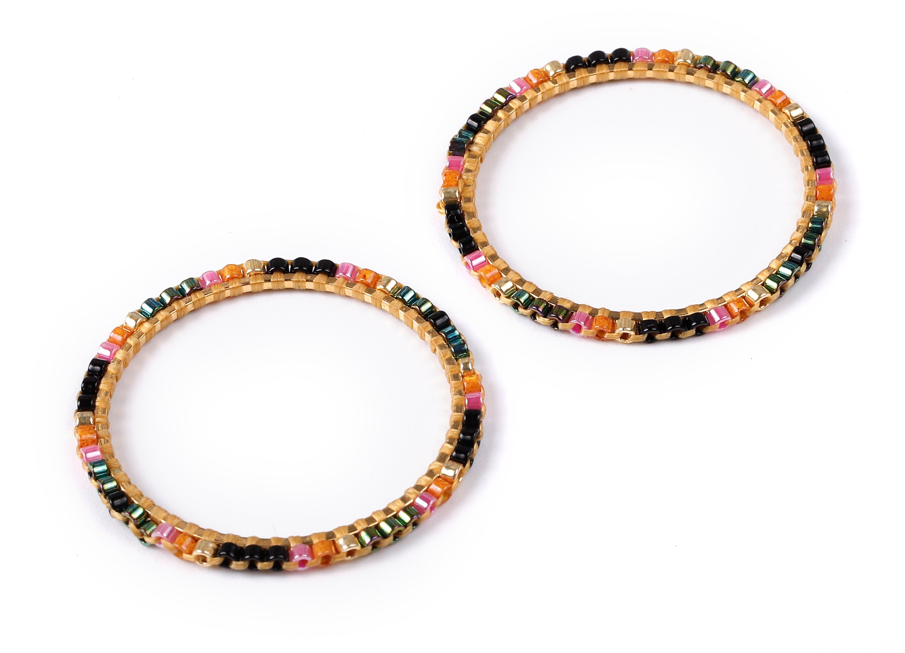 Beaded Circle Charms - Japanese Miyuki seed beads - Handmade Miyuki Beaded Pendant - Kenyan Brass Earrings - 30.78x30.78x1.46mm - TH1008 - DOMEDBAZAAR