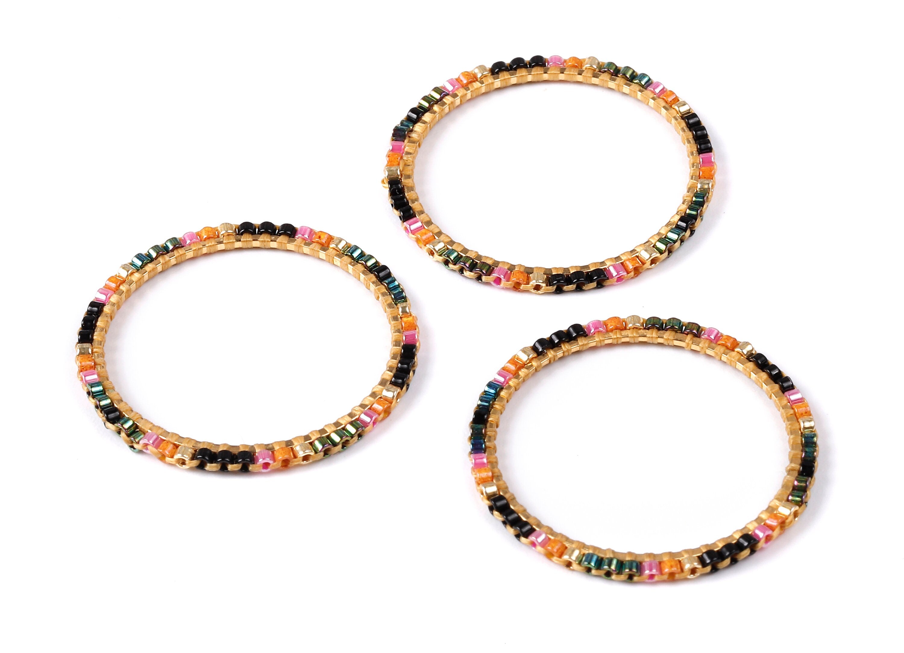 Beaded Circle Charms - Japanese Miyuki seed beads - Handmade Miyuki Beaded Pendant - Kenyan Brass Earrings - 30.78x30.78x1.46mm - TH1008 - DOMEDBAZAAR